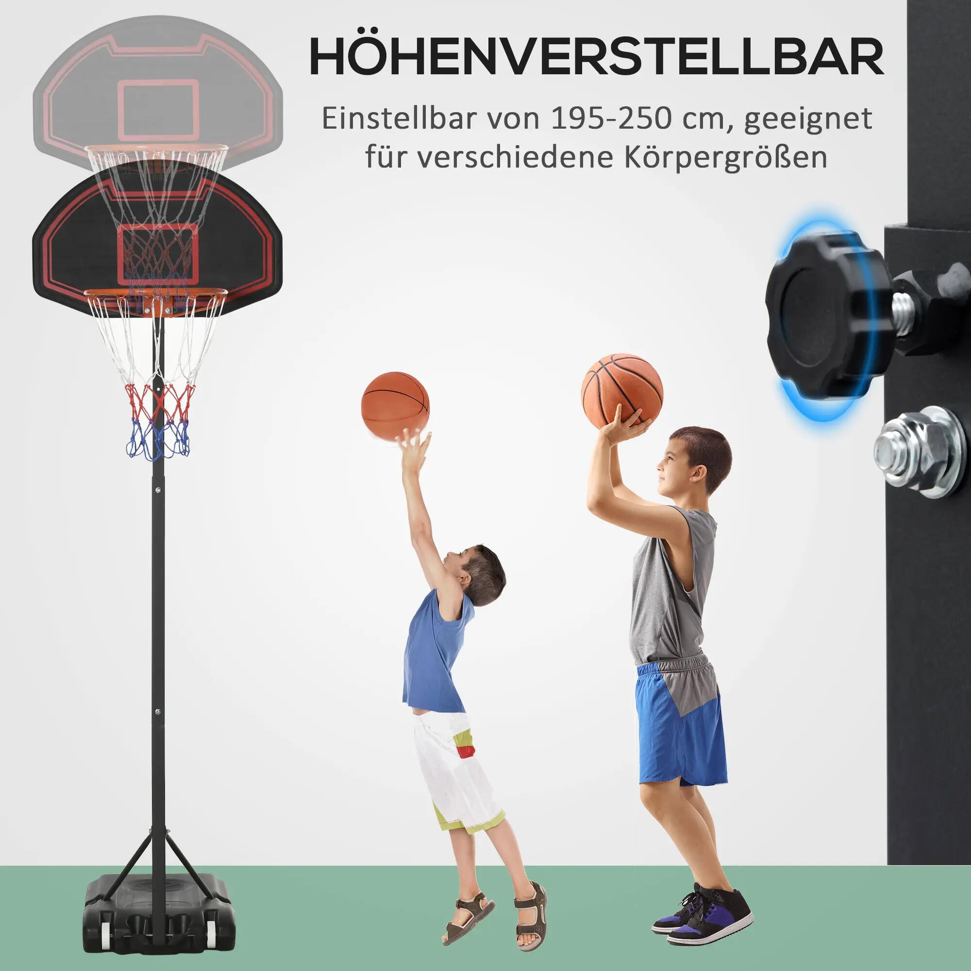 Panier de basket-ball, hauteur réglable, base lestable, très stable, noir 6/9