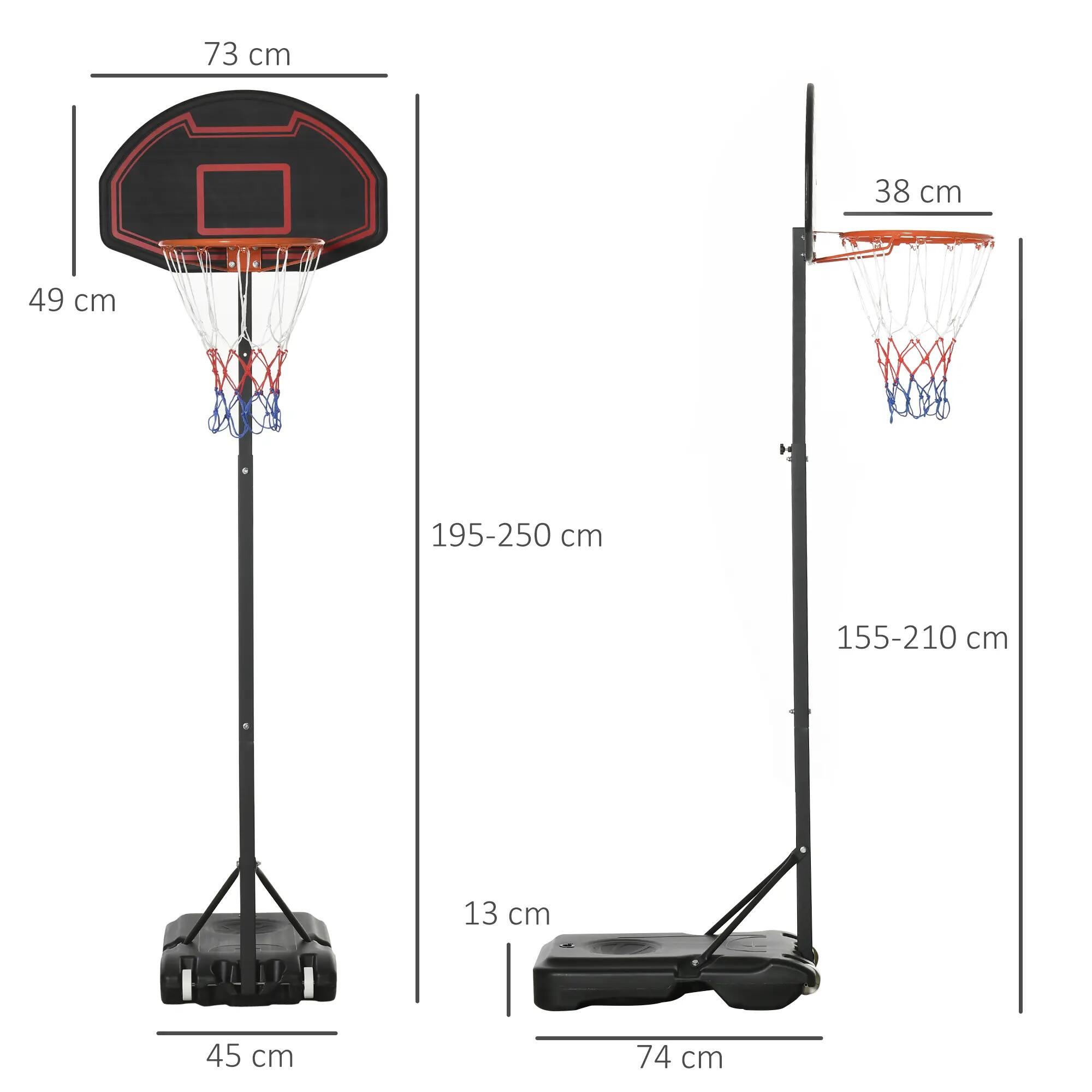 Panier de basket-ball, hauteur réglable, base lestable, très stable, noir 5/9