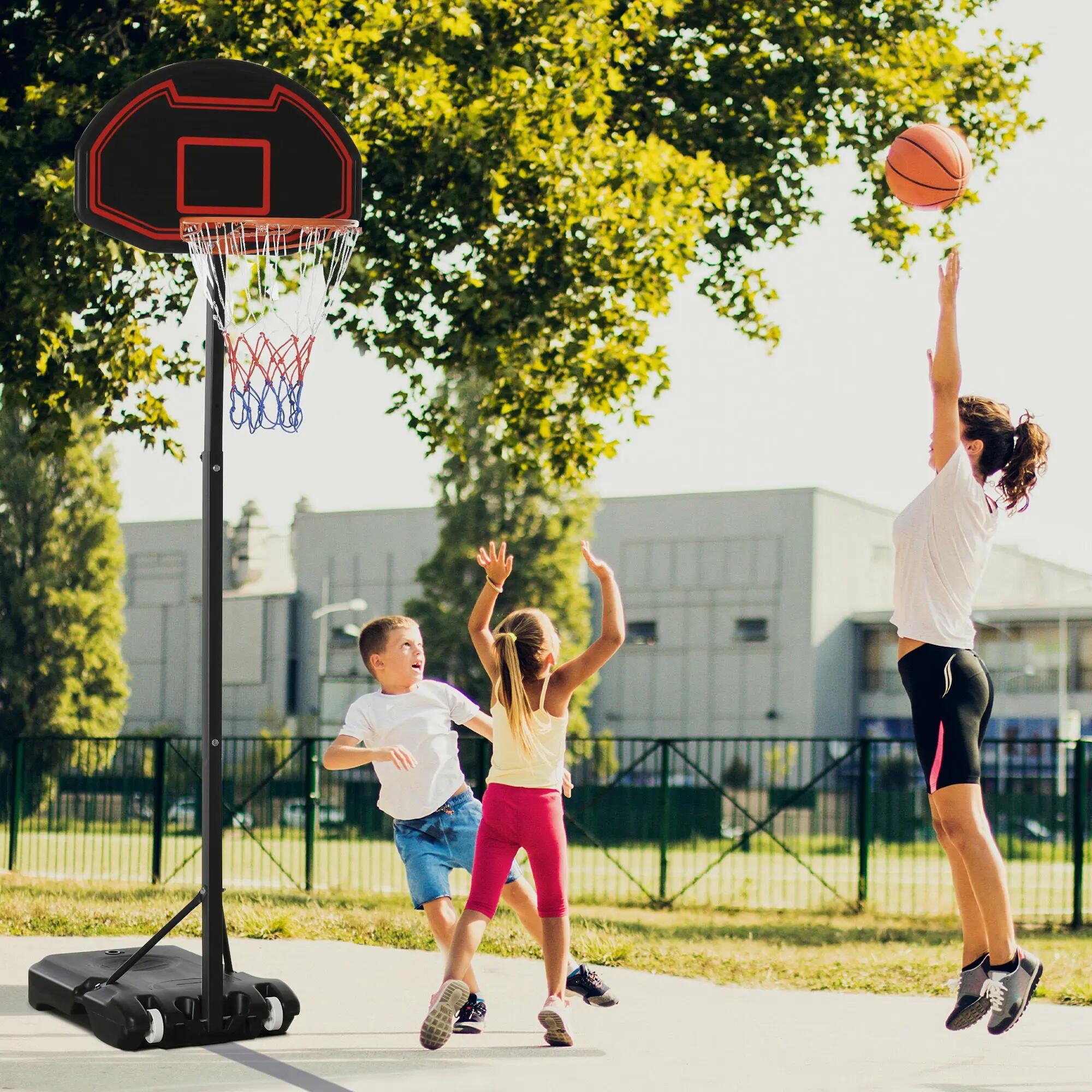 Panier de basket-ball, hauteur réglable, base lestable, très stable, noir 4/9