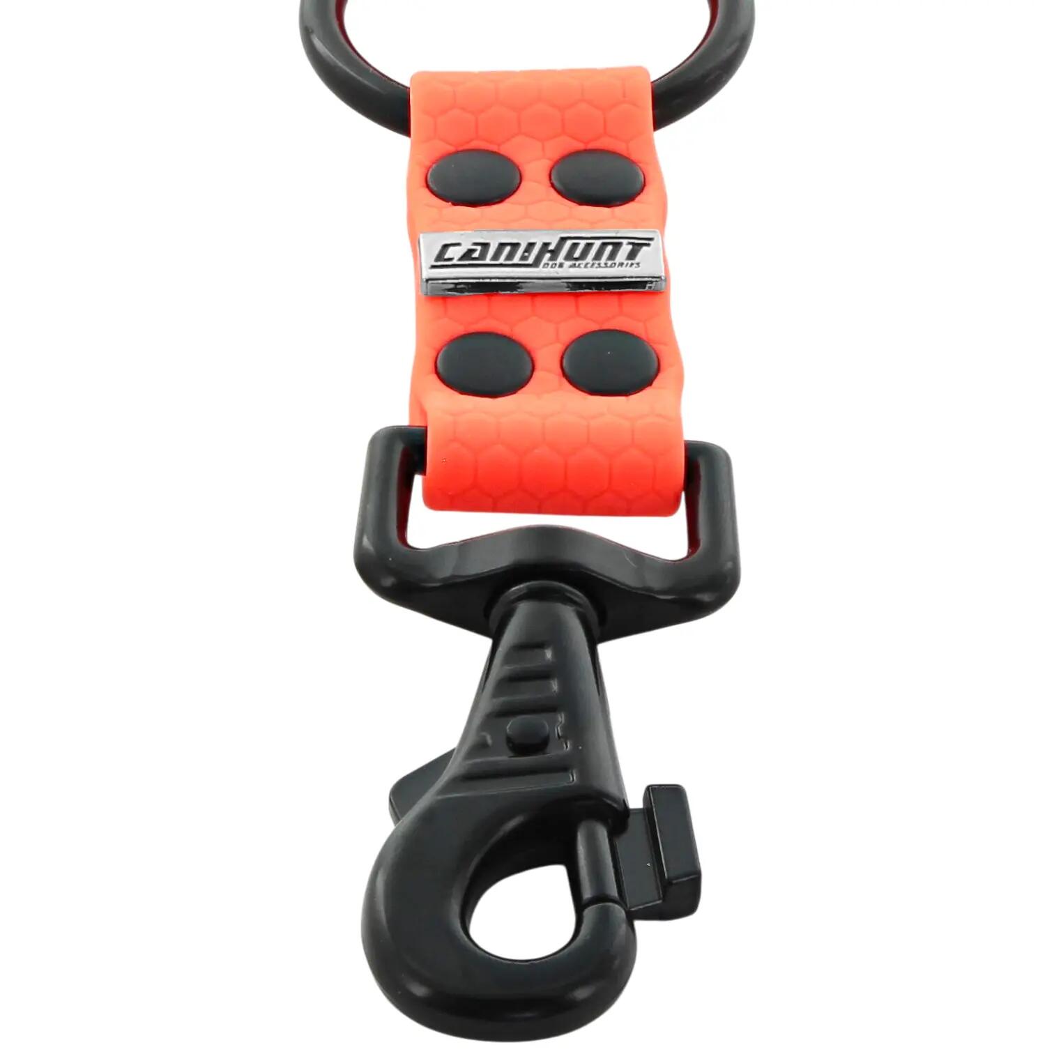 CANIHUNT-LEIDING MADE IN FRANCE HEXA 3 HONDEN KORT 15 CM breedte 25 mm ORANJE 2/5