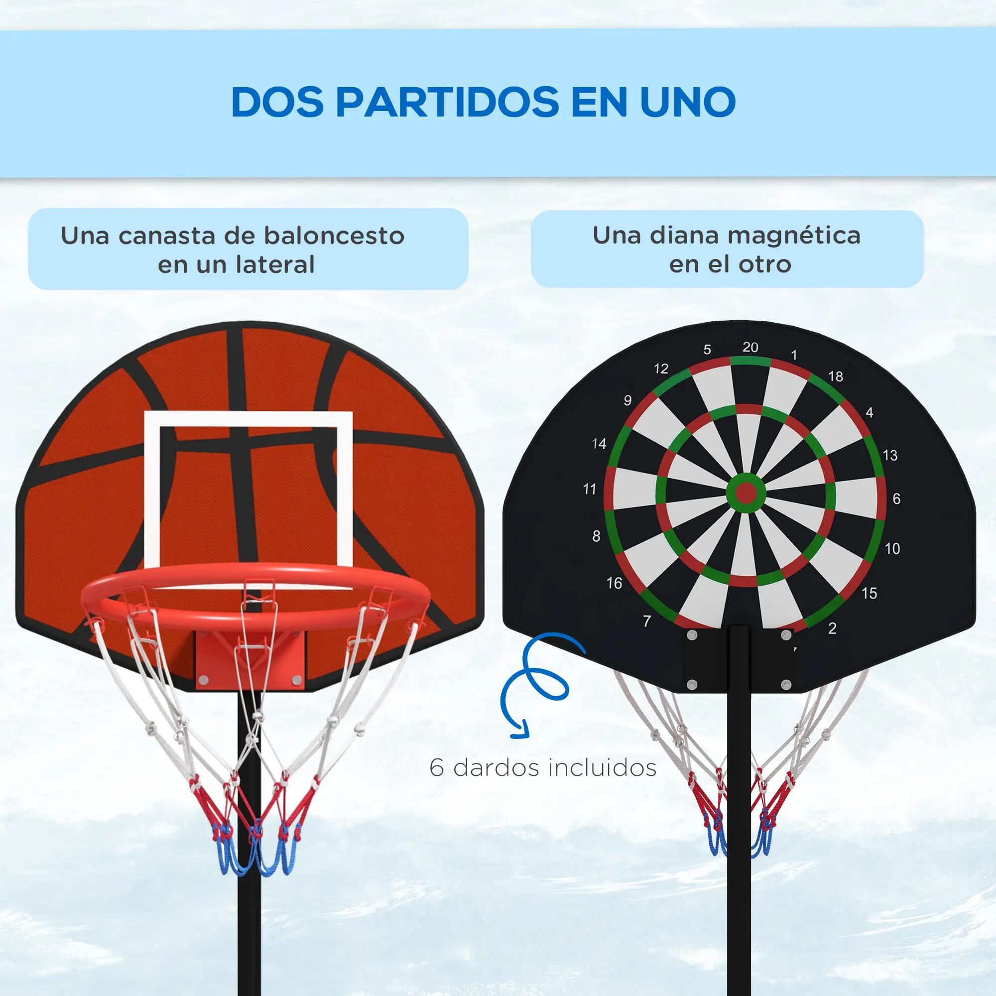Panier de basket réglable avec cible magnétique et fléchettes, base rechargeable 6/9