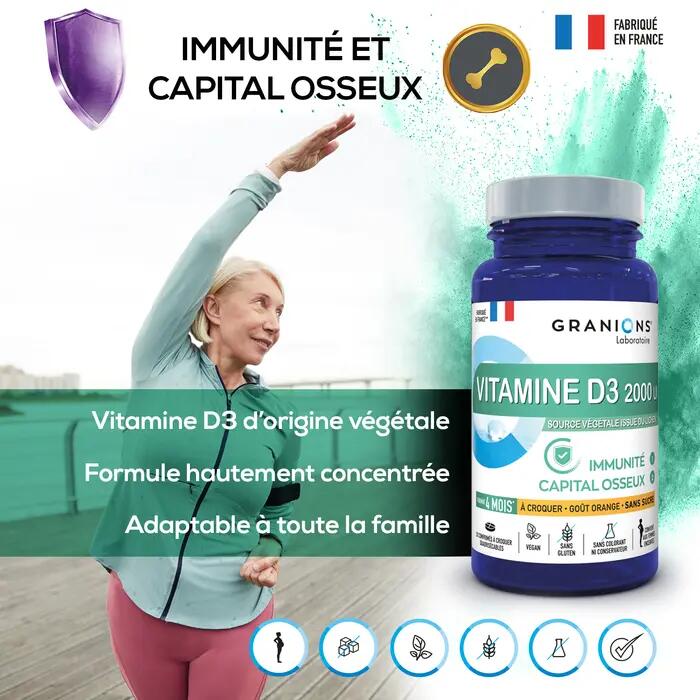 Vitamine D3 2000 UI - 30 comprimés à croquer 2/7