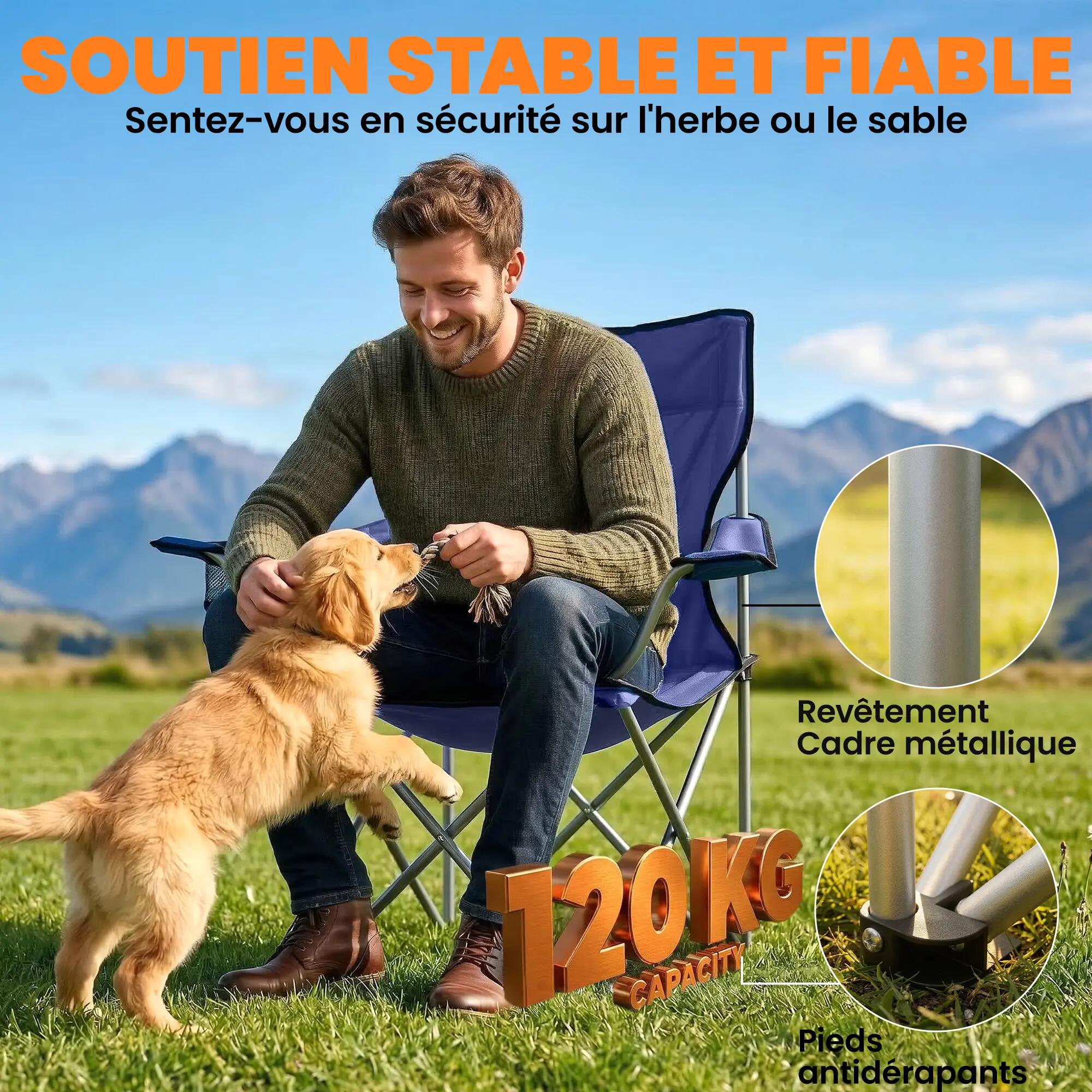 Lot de 2 Chaises de Camping Pliantes avec Porte-Gobelet, Sac de Transport, Dossi 8/9