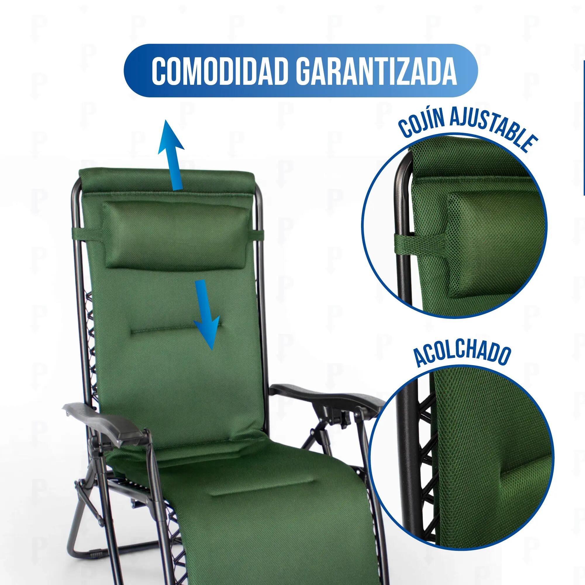 Pack 2 Tumbonas Gravedad Cero Plegables Acolchadas con Bandeja y Cojín Cervical 5/7