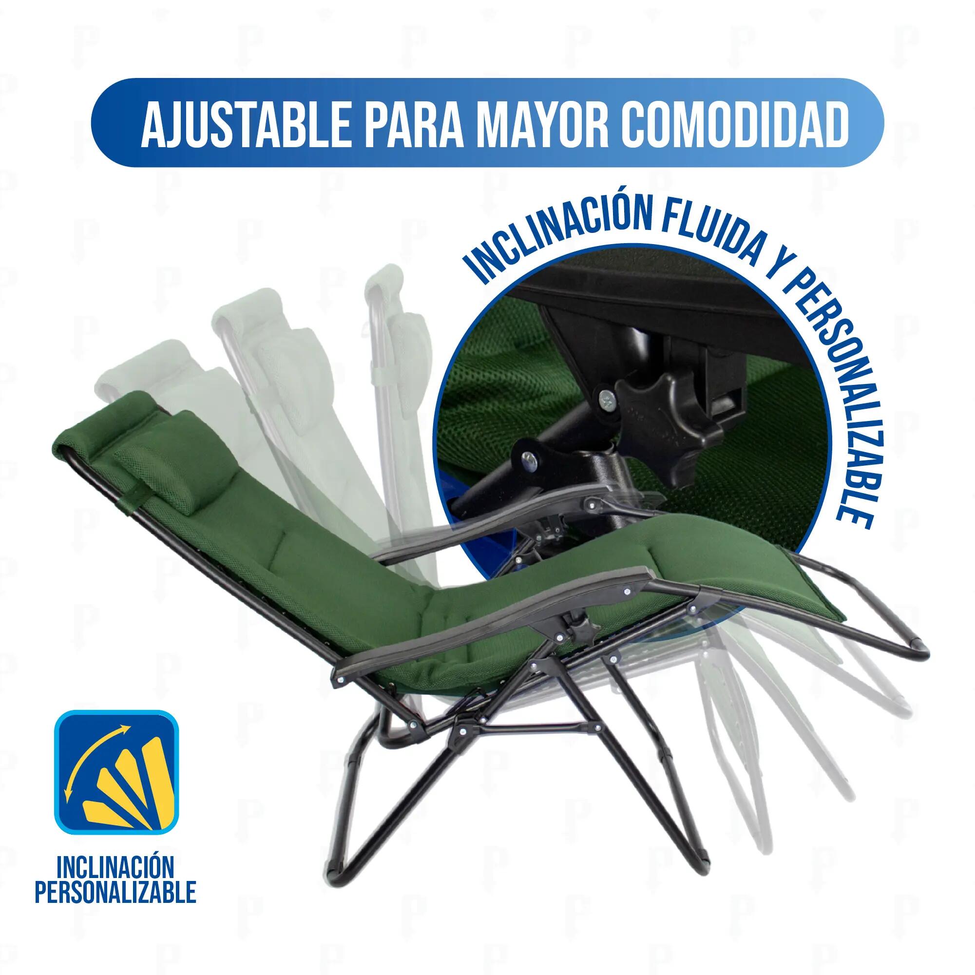 Pack 2 Tumbonas Gravedad Cero Plegables Acolchadas con Bandeja y Cojín Cervical 4/7