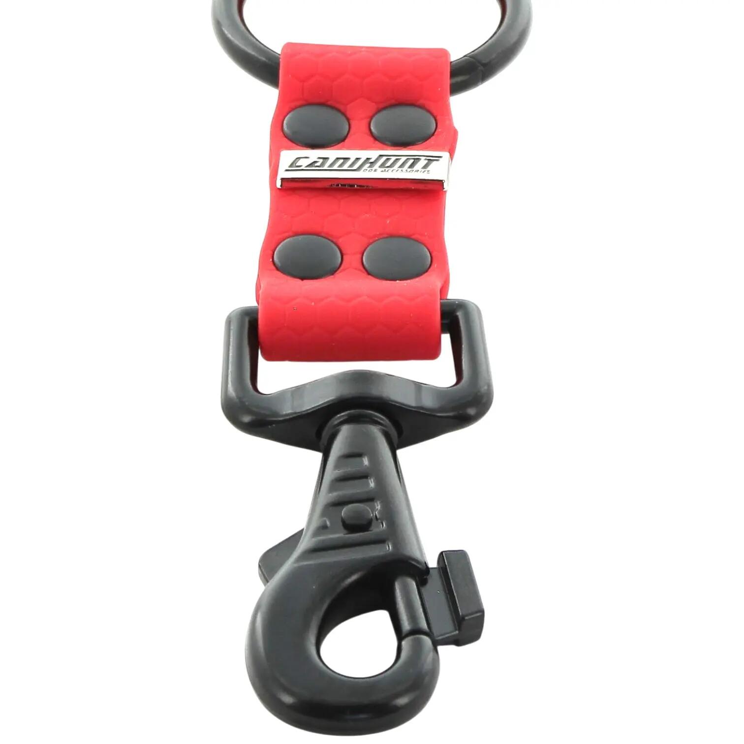 CANIHUNT-KOPPELING MADE IN FRANCE HEXA 3 HONDEN KORT 15 CM breedte 25 mm ROOD 2/5