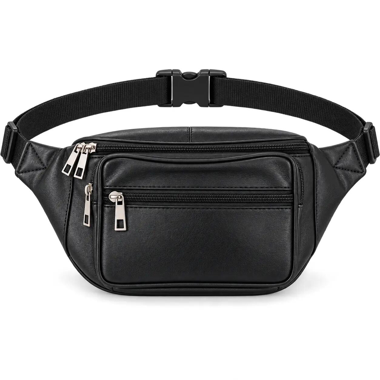 Gürteltasche 2 Leder 4 Taschen Sling Bag Gürtel Hüft Tasche 4/6