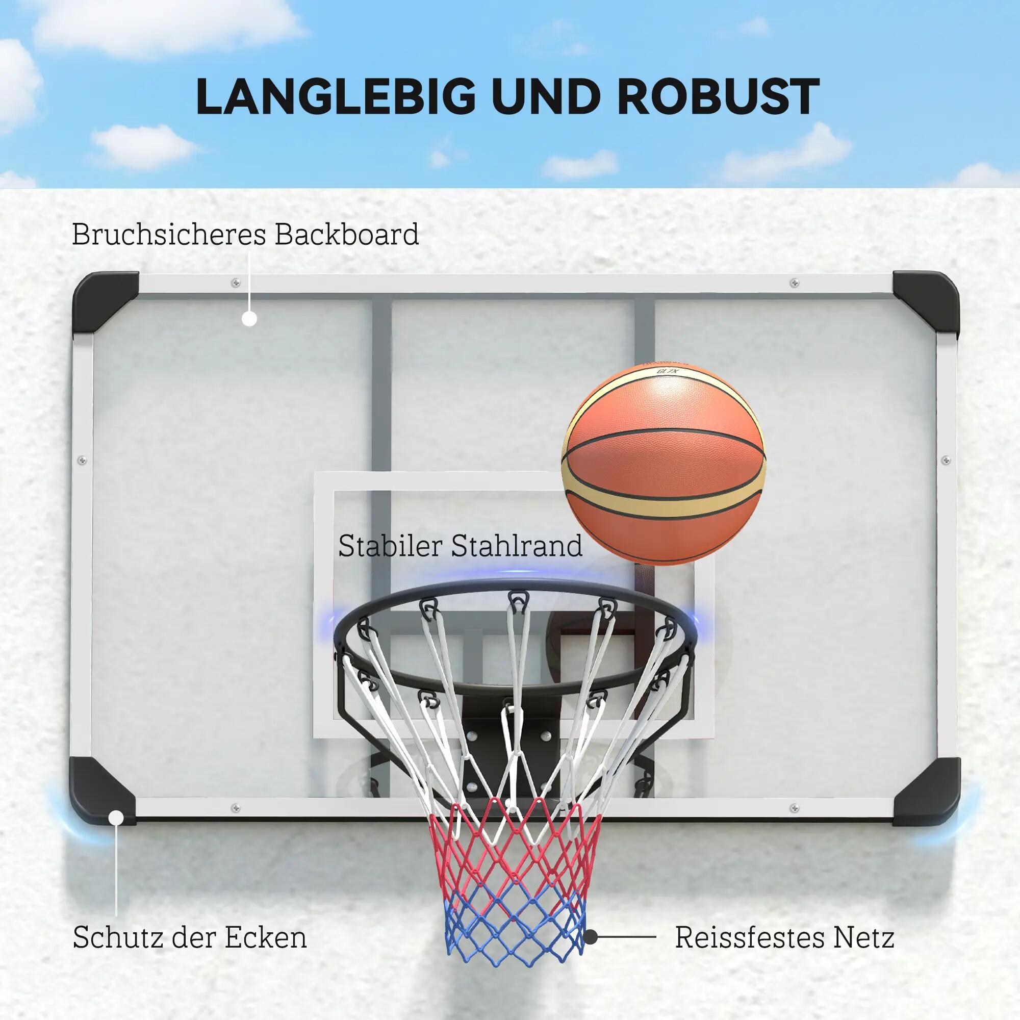 Panier de basket-ball, panneau incassable, hauteur réglable, utilisation 6/9