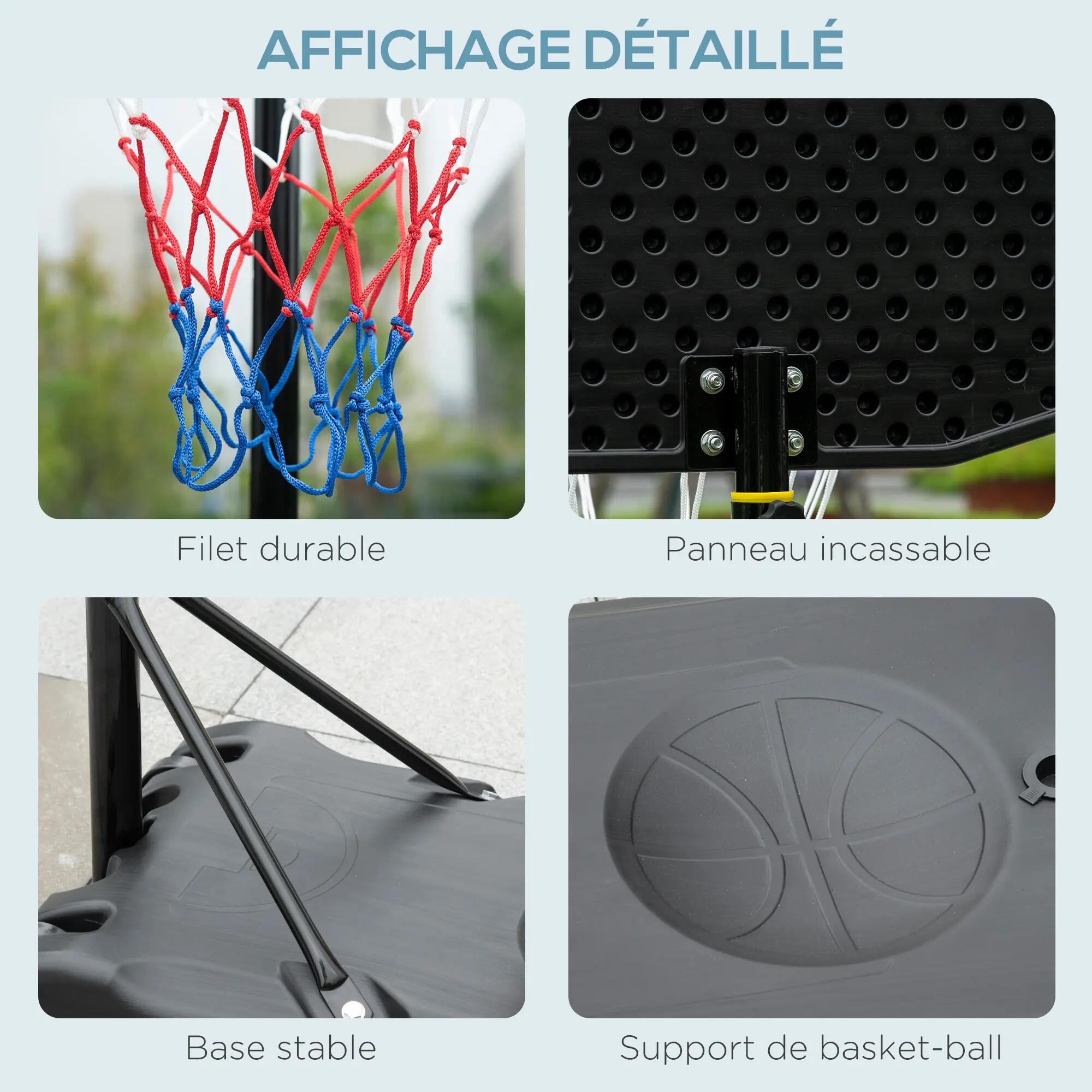 Panier de basket extérieur hauteur réglable 197,5-254 cm panier de basket sur 9/9
