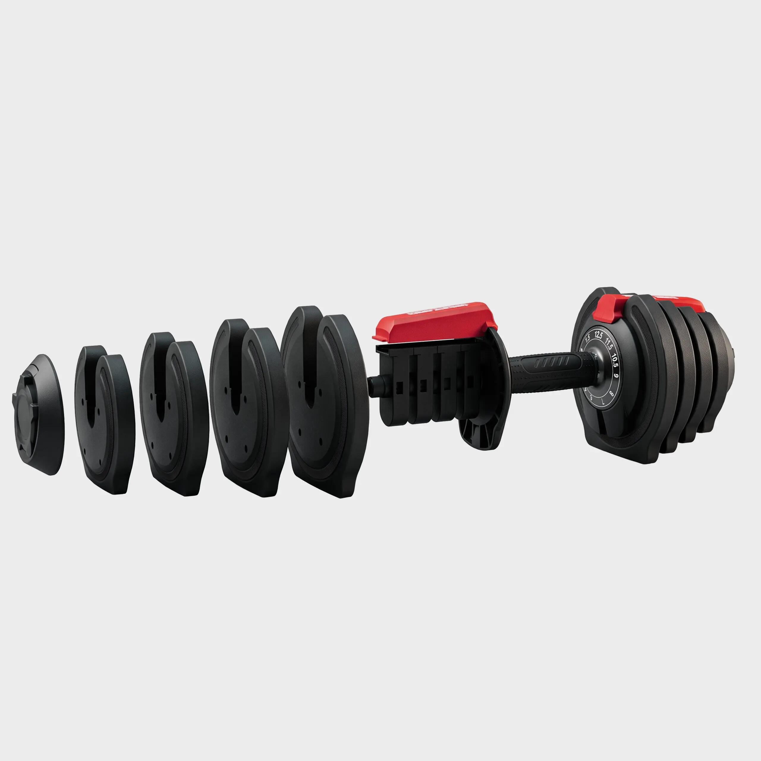 Haltères réglables 25 kg, lot de 2, 11 paliers par haltère, plateau inclus 8/8
