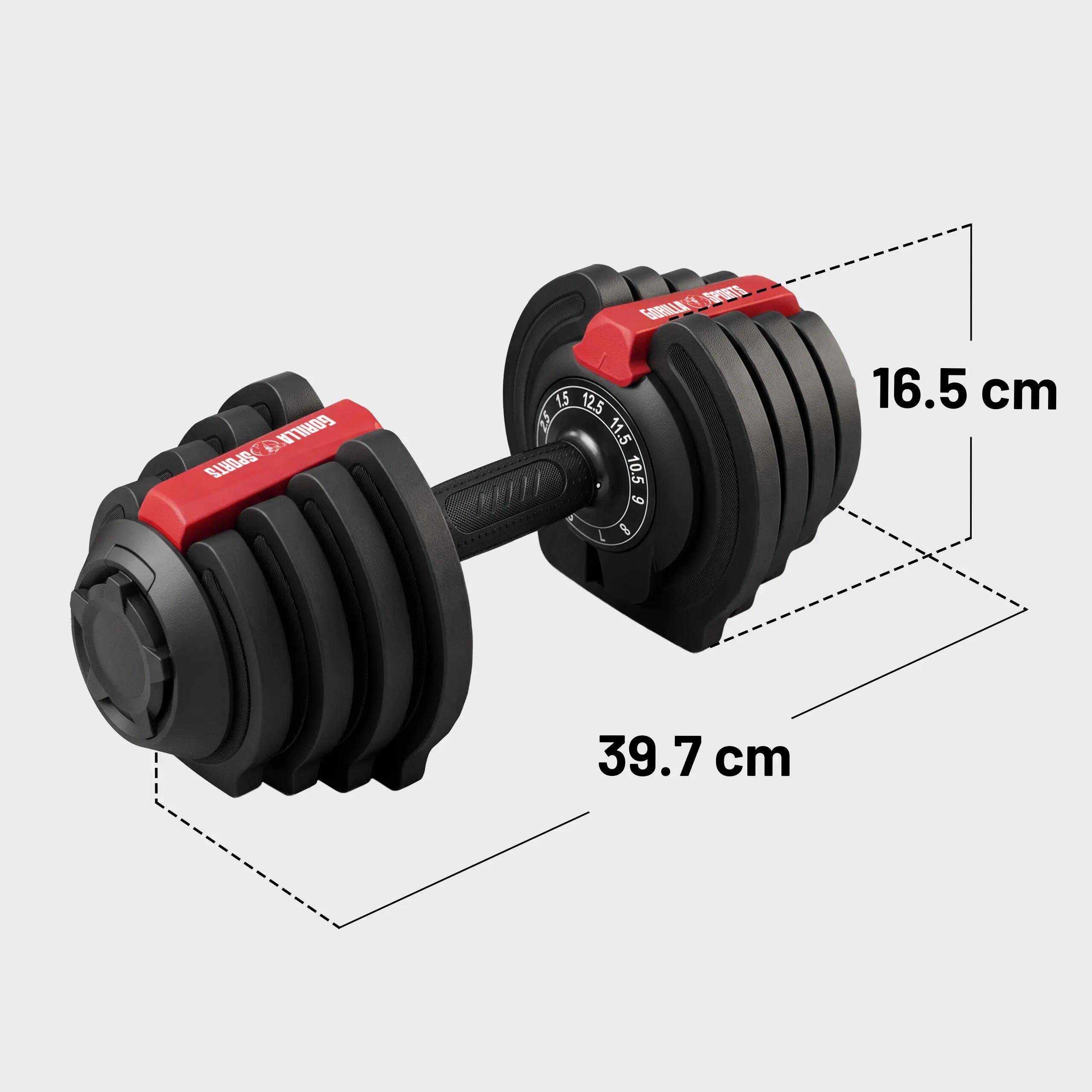 Haltères réglables 25 kg, lot de 2, 11 paliers par haltère, plateau inclus 5/8
