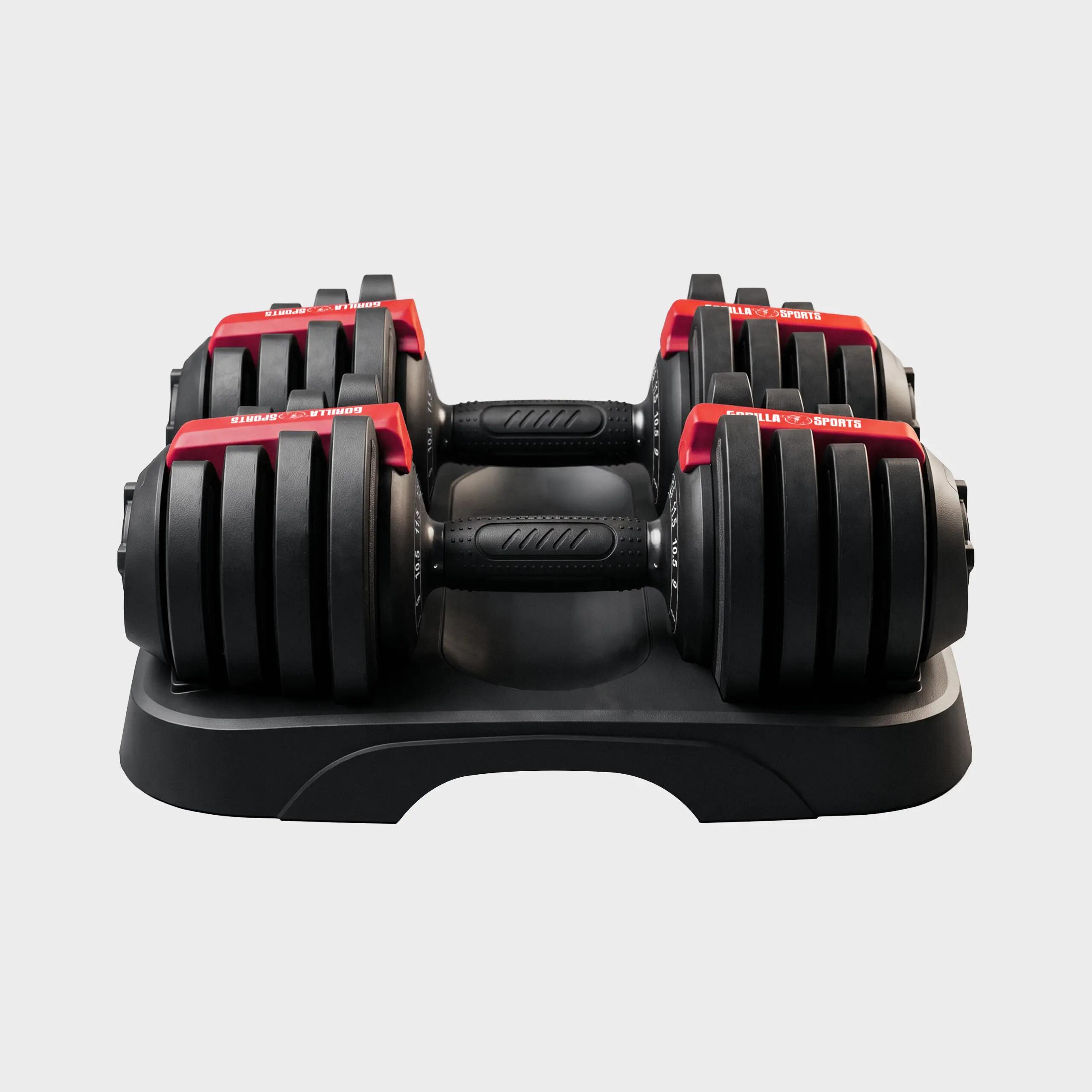 Haltères réglables 25 kg, lot de 2, 11 paliers par haltère, plateau inclus 3/8