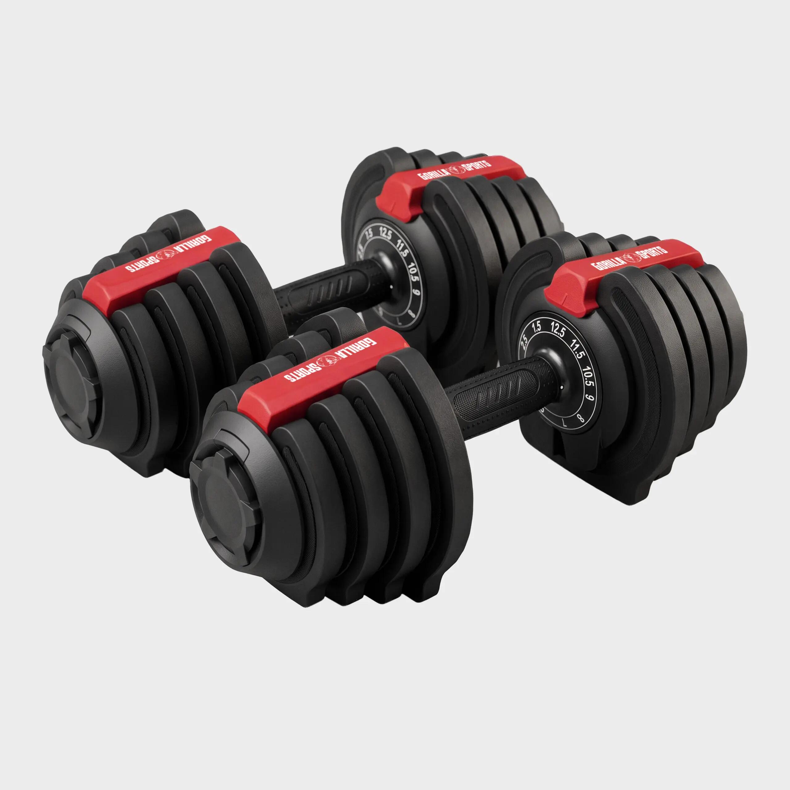 Haltères réglables 25 kg, lot de 2, 11 paliers par haltère, plateau inclus 2/8