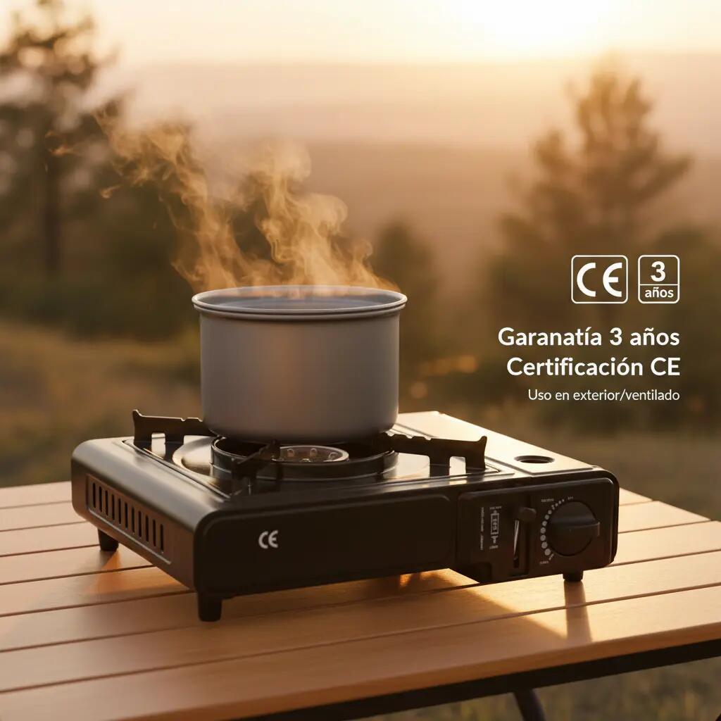 Hornillo de Gas Portátil Camping 2,2 kW con Maletín y Control de Llama 7/7