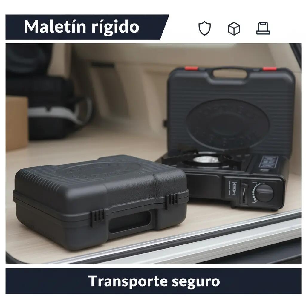 Hornillo de Gas Portátil Camping 2,2 kW con Maletín y Control de Llama 6/7