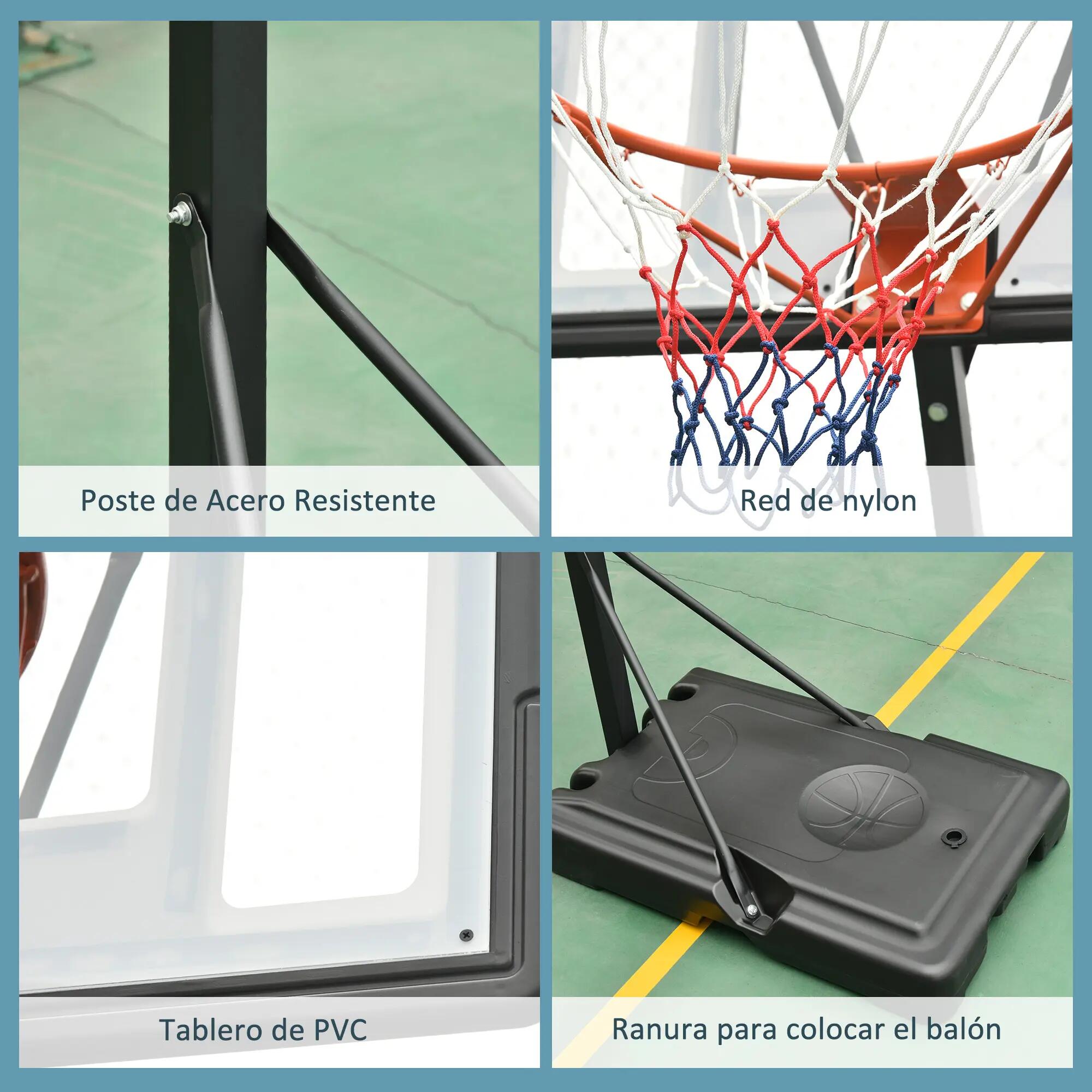 Panier de basket à roulettes, hauteur réglable, base rechargeable, 90 x 165 x 30 9/9