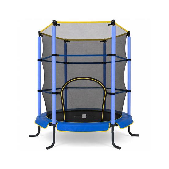 Trampoline Intérieur Enfant 140 cm - Avec Filet de Sécurité - Bleu