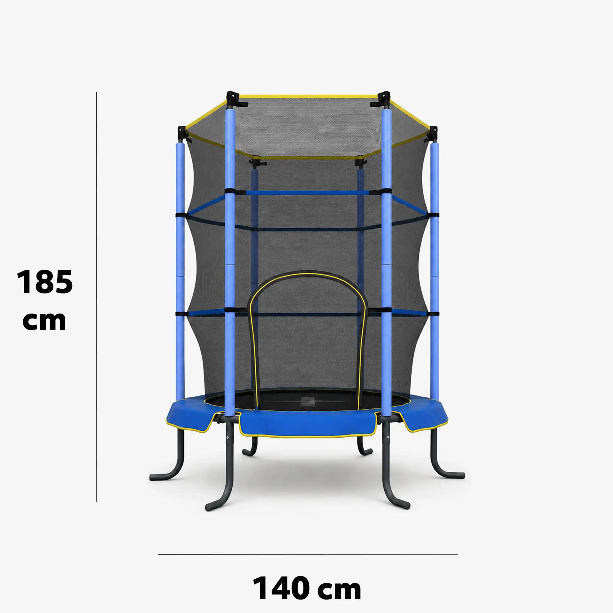 Kinder Indoor Trampolin 140 cm - Mit Sicherheitsnetz - Blau 7/7