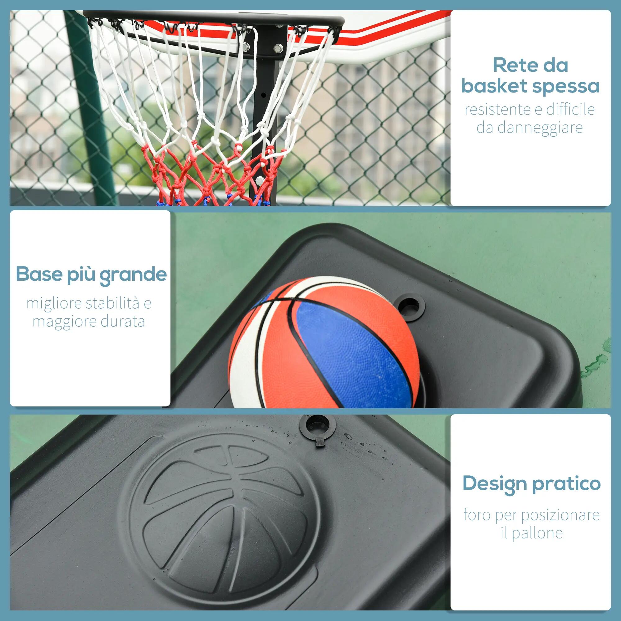 Panier de basket-ball d'extérieur avec support et hauteur réglable en acier 9/9