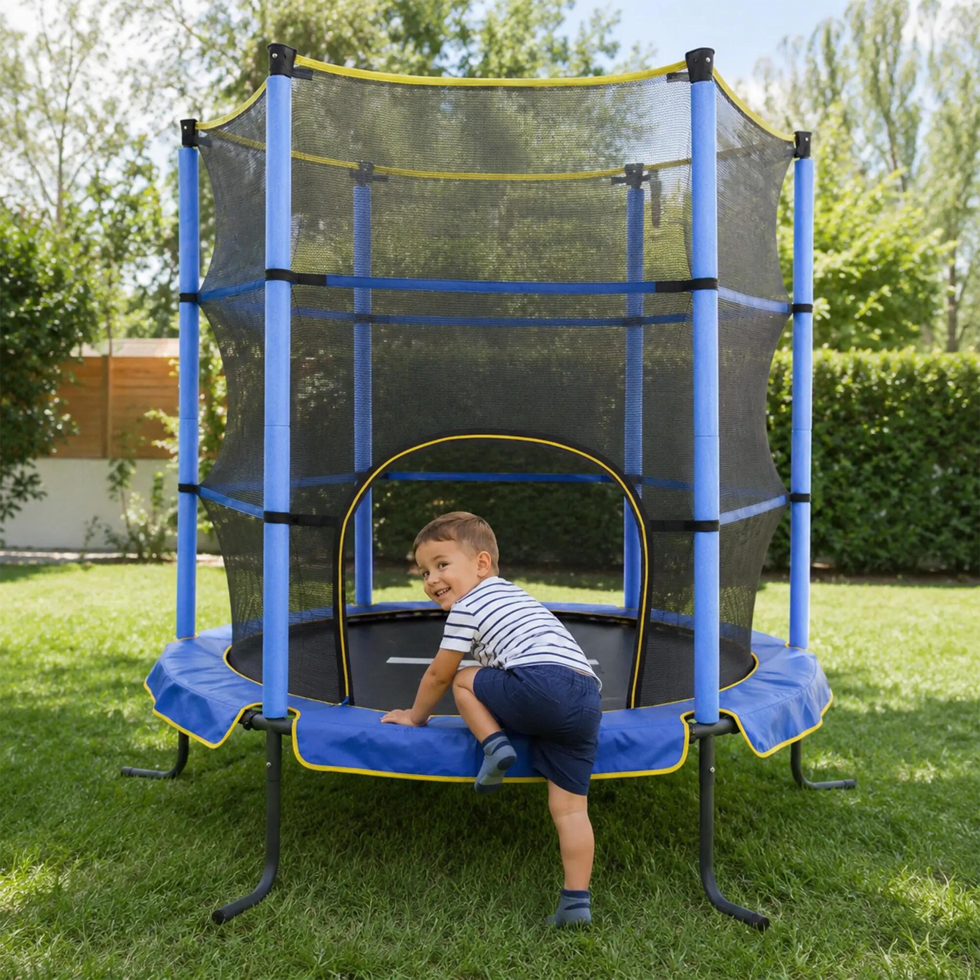 Kinder Indoor Trampolin 140 cm - Mit Sicherheitsnetz - Blau 6/7