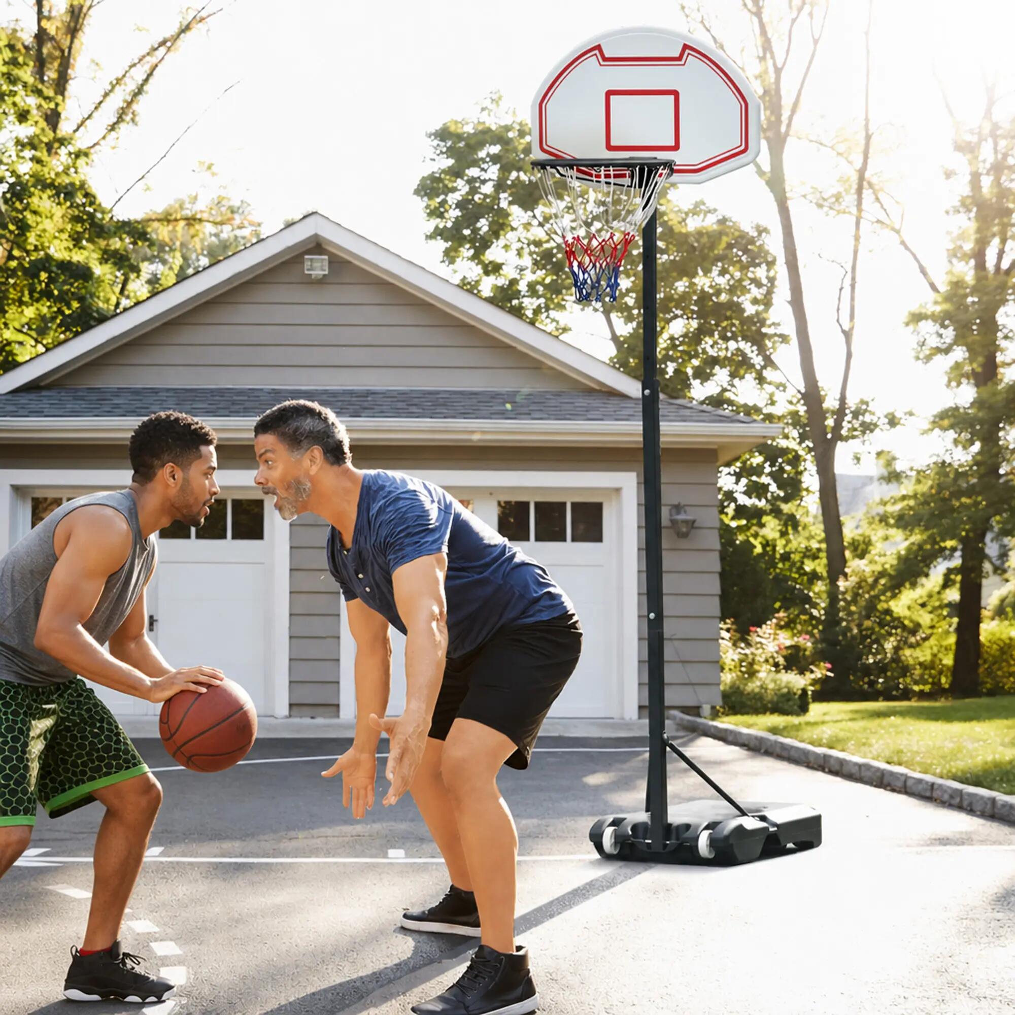 Panier de basket-ball d'extérieur avec support et hauteur réglable en acier 3/9