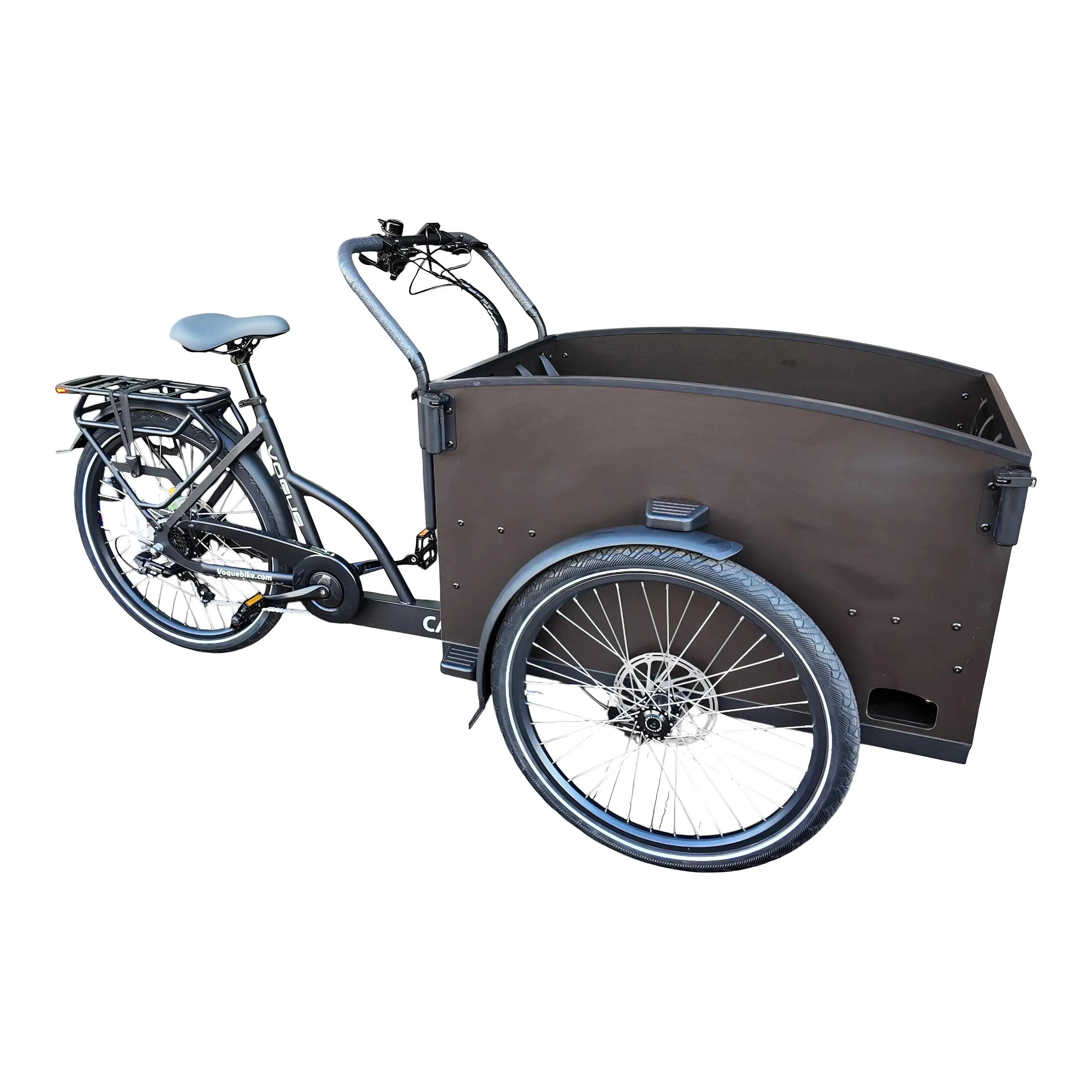 Vélo cargo électrique 468 Wh cadre 48 cm – Vogue Caddy noir mat à accents marron 2/5