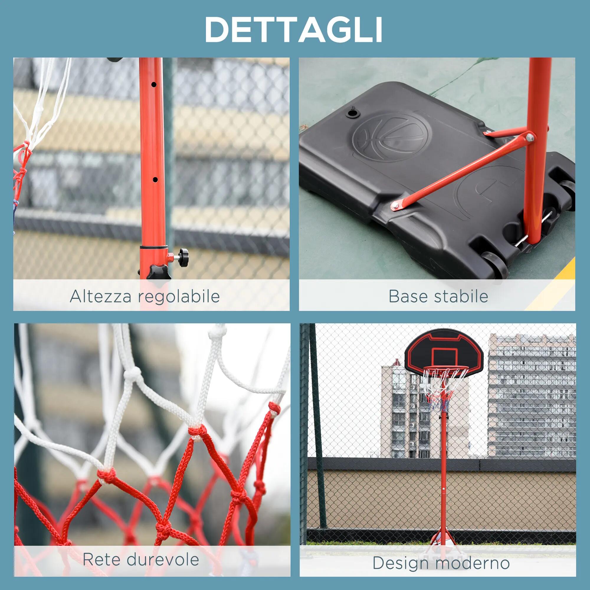 Panier de basket-ball d'extérieur avec hauteur réglable de 193,5 à 248,5 cm et 9/9