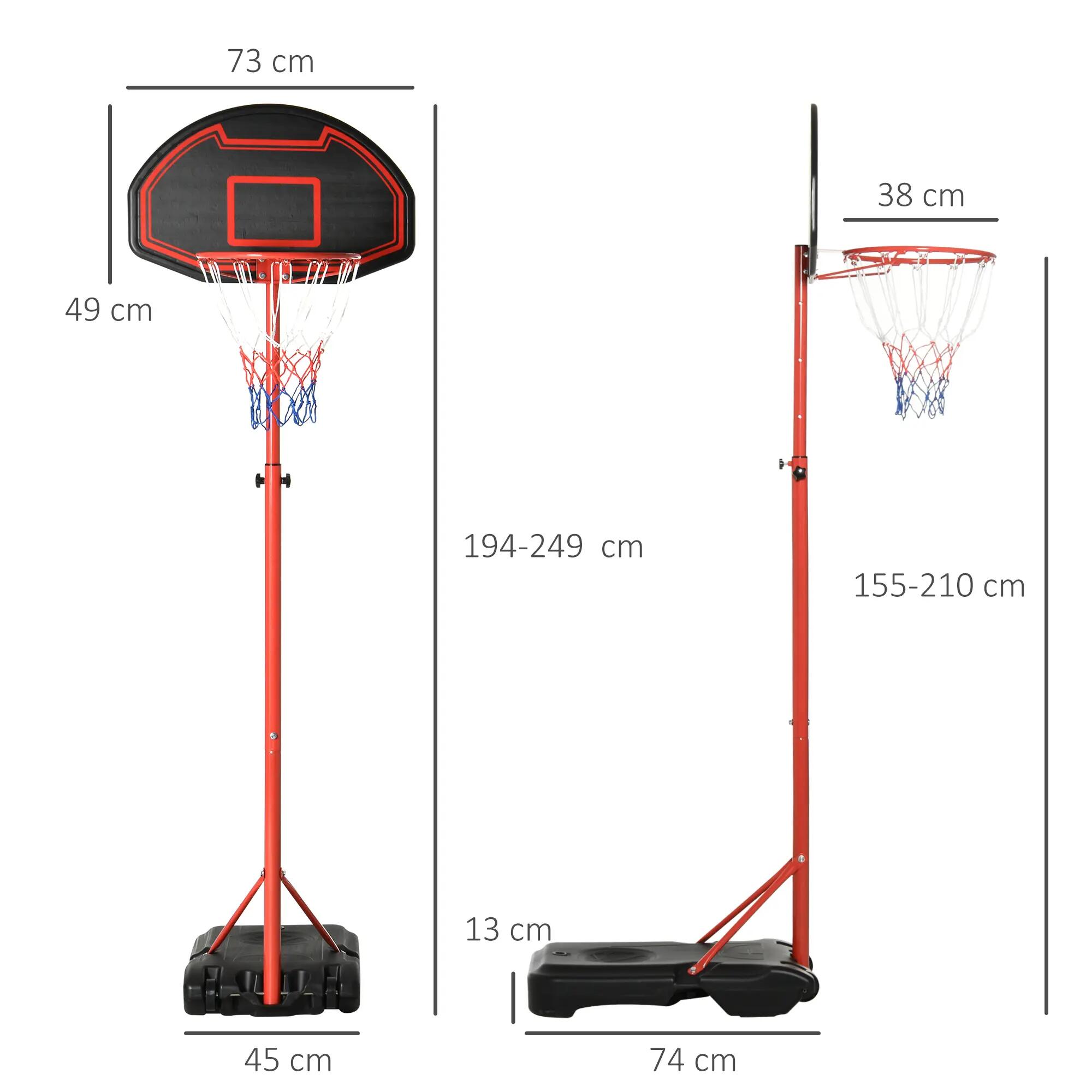 Panier de basket-ball d'extérieur avec hauteur réglable de 193,5 à 248,5 cm et 5/9