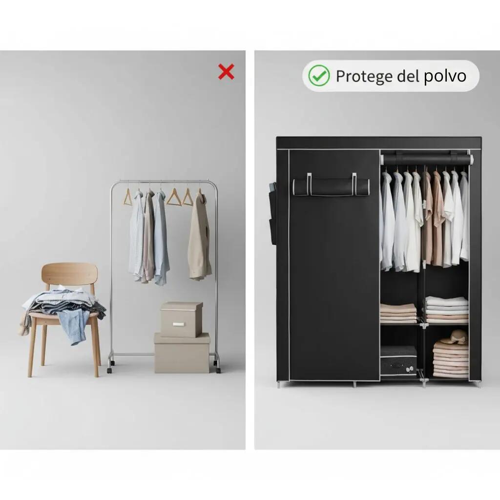 Armario de Camping Plegable Portátil con 8 Estantes, Barra y Cremallera 7/7