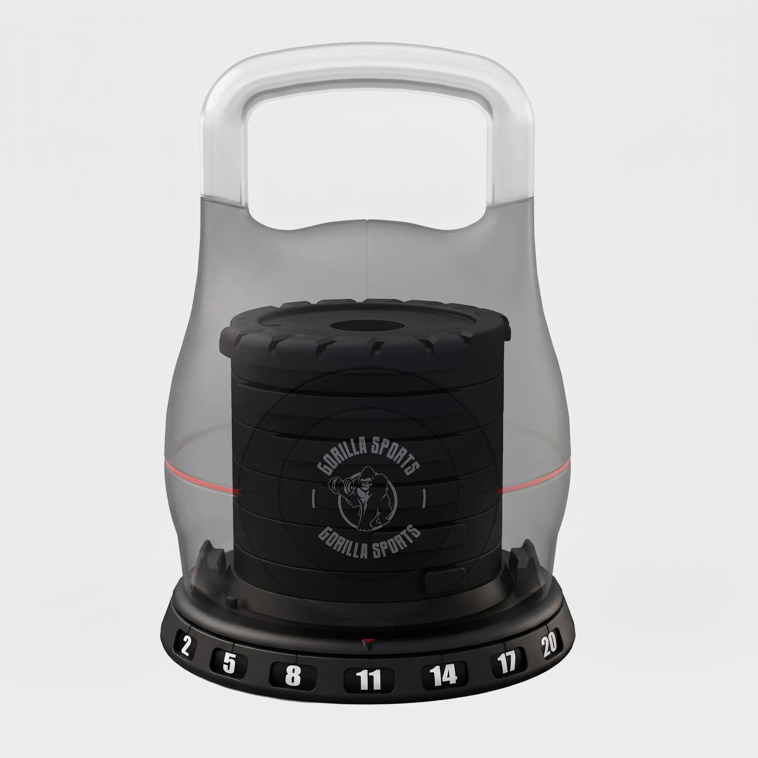 Kettlebell réglable 2 à 20 kg, 7 paliers, support de rangement inclus 7/9