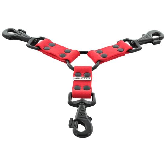 ACCOUPLE CANIHUNT MADE IN FRANCE HEXA 3 CHIENS COURT 15CM largeur 25mm ROUGE