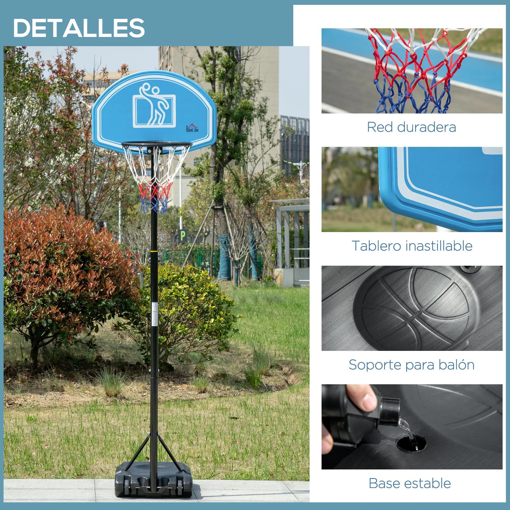 Panier de basket d'extérieur, hauteur réglable de 160 à 210 cm, avec roulettes 9/9