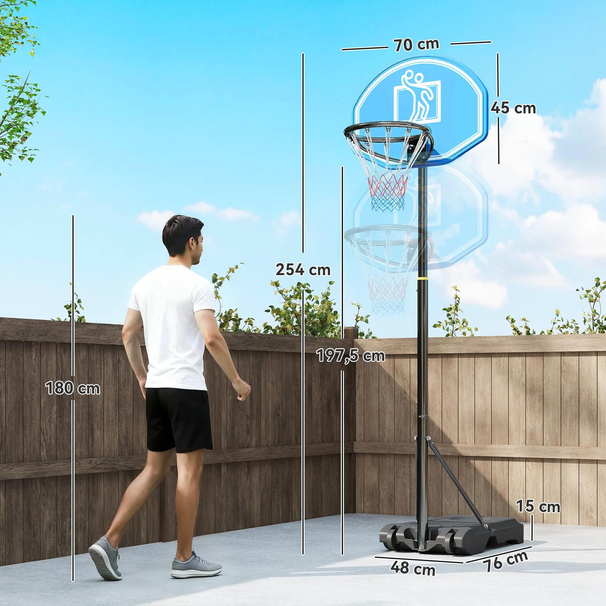 Panier de basket d'extérieur, hauteur réglable de 160 à 210 cm, avec roulettes 5/9
