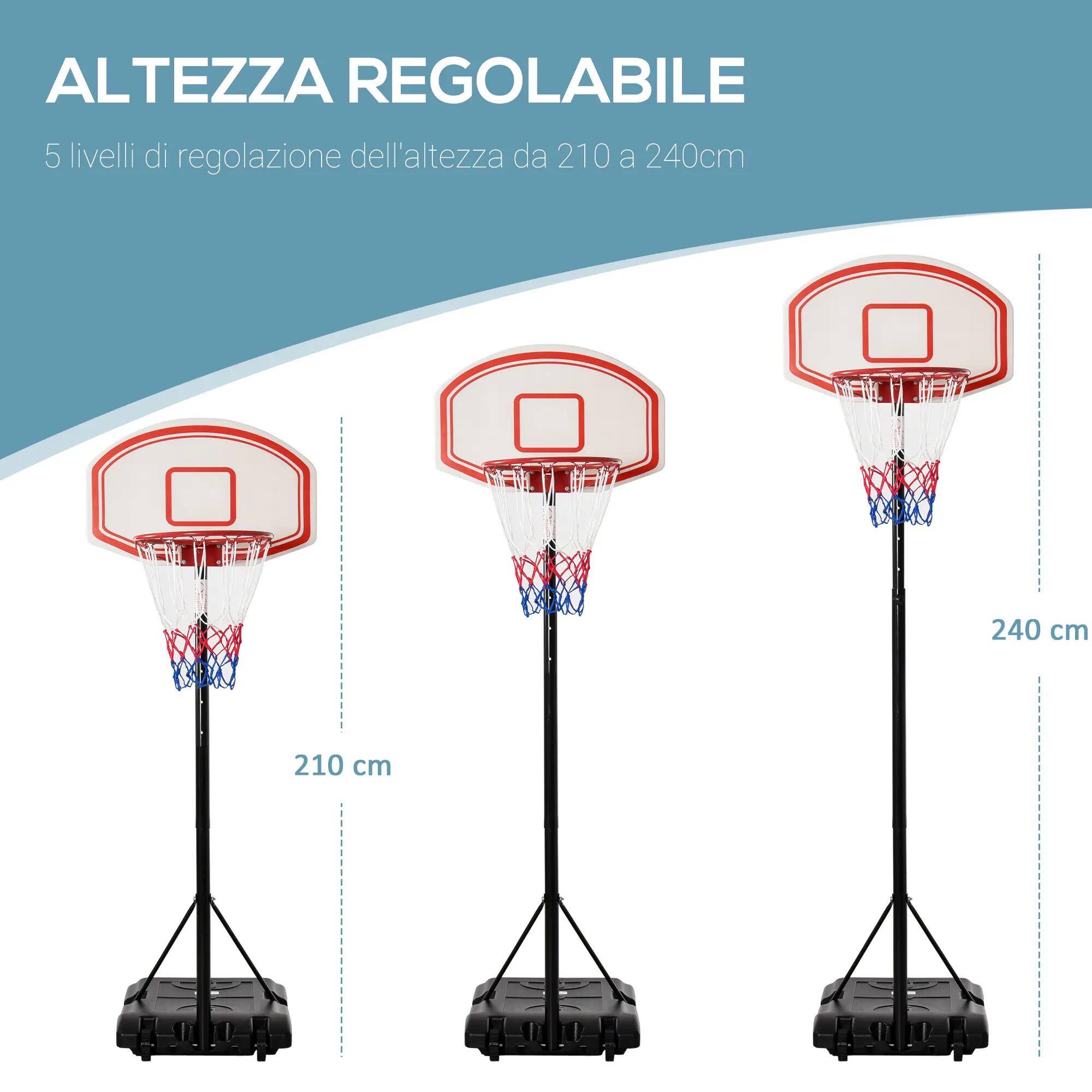 Panier de basket portable pour intérieur et extérieur, hauteur réglable sur 5 9/9