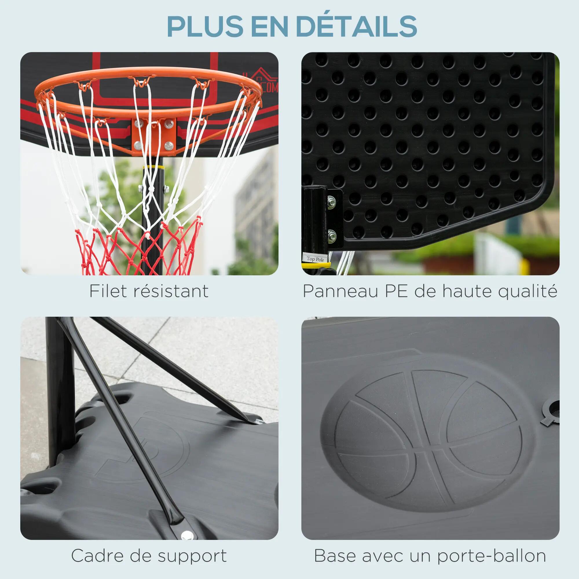 Panier de basket extérieur avec poteau panneau, base de lestage sur roulettes 9/9