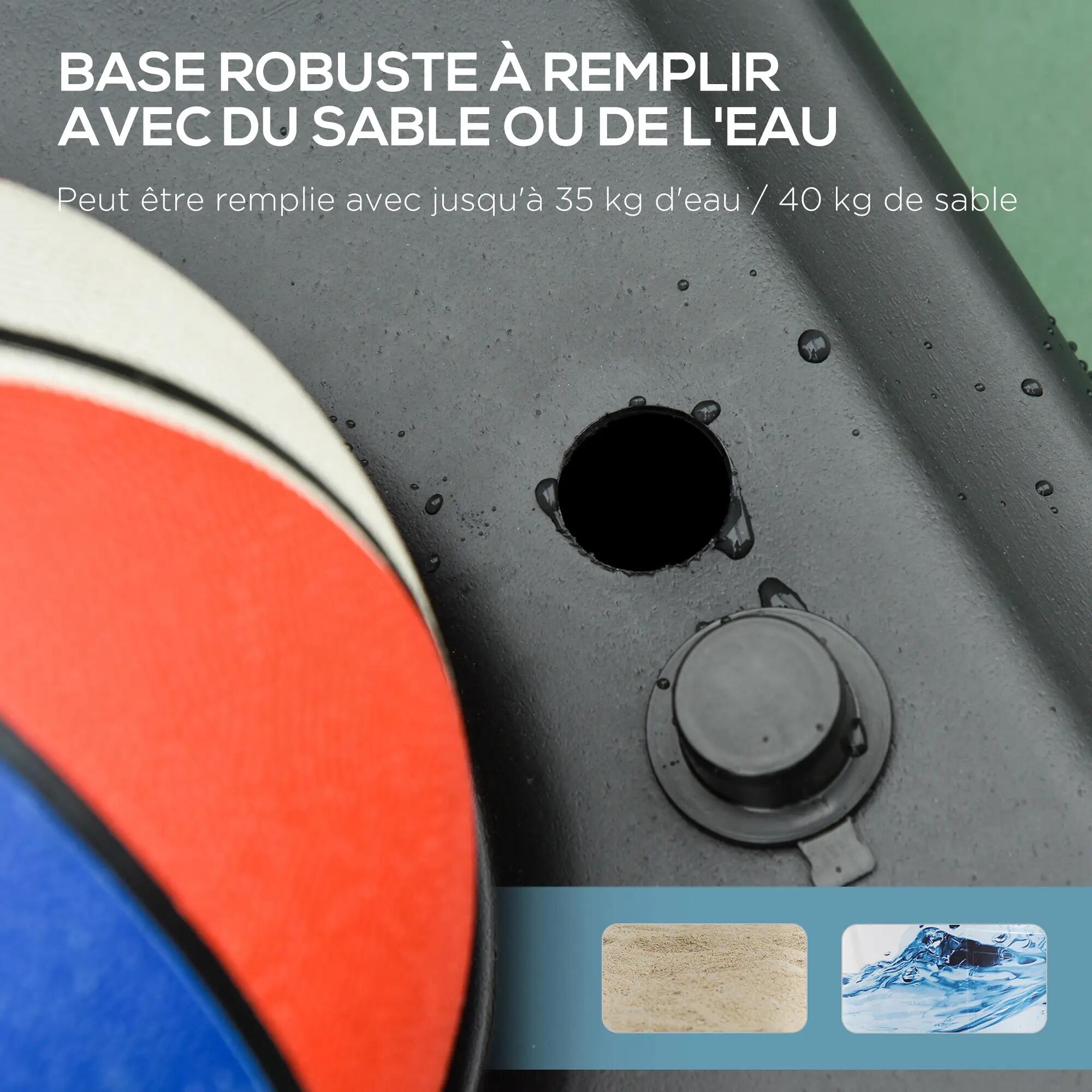 Panier de basket extérieur avec poteau panneau, base de lestage sur roulettes 7/9