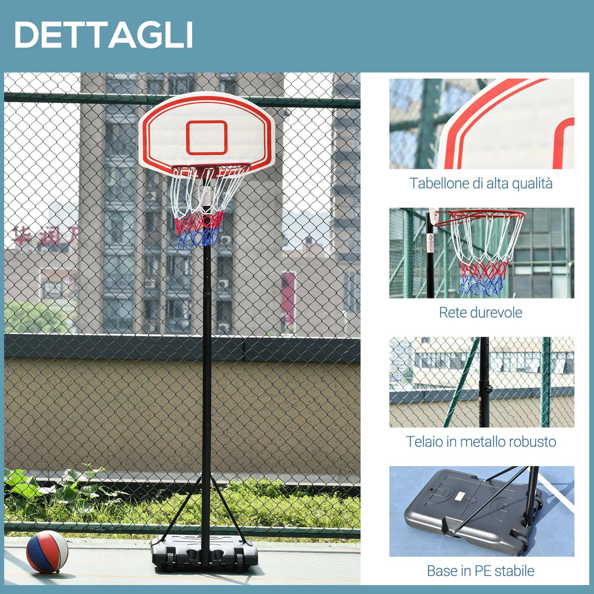 Panier de basket portable pour intérieur et extérieur, hauteur réglable sur 5 6/9