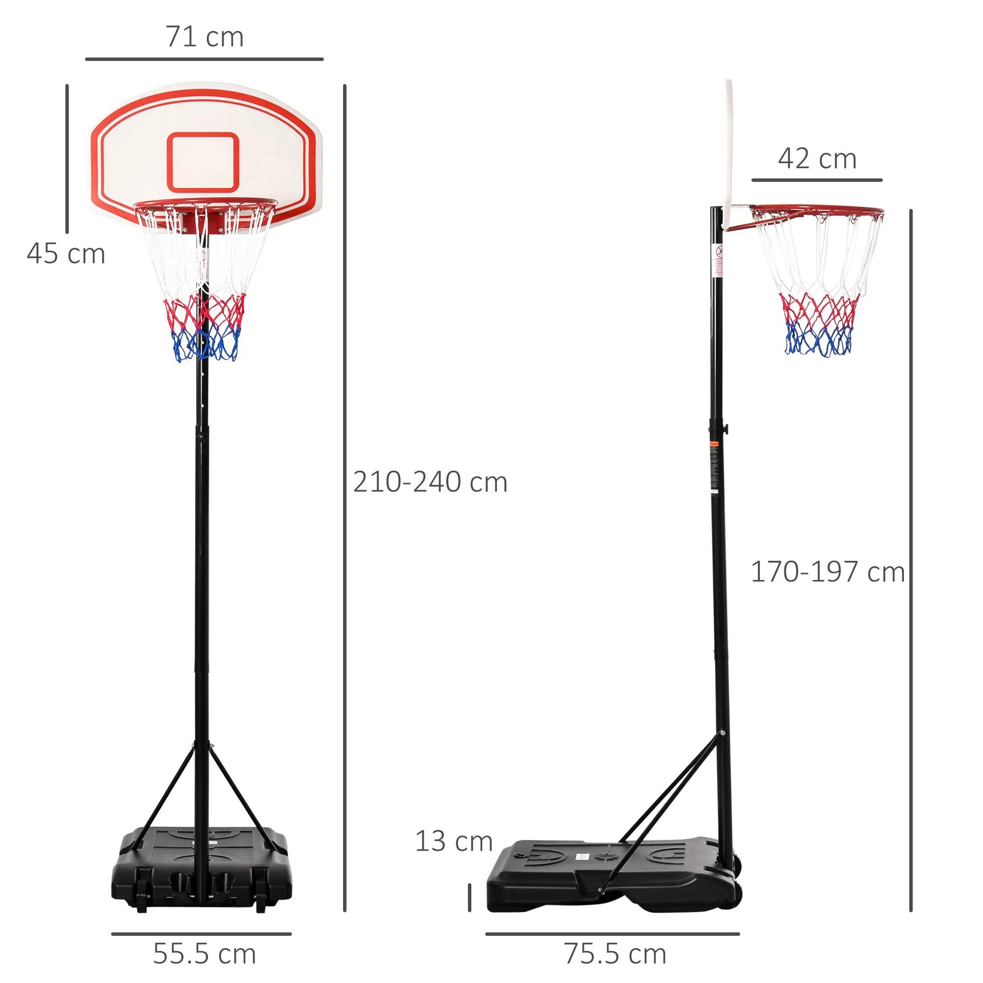 Panier de basket portable pour intérieur et extérieur, hauteur réglable sur 5 5/9