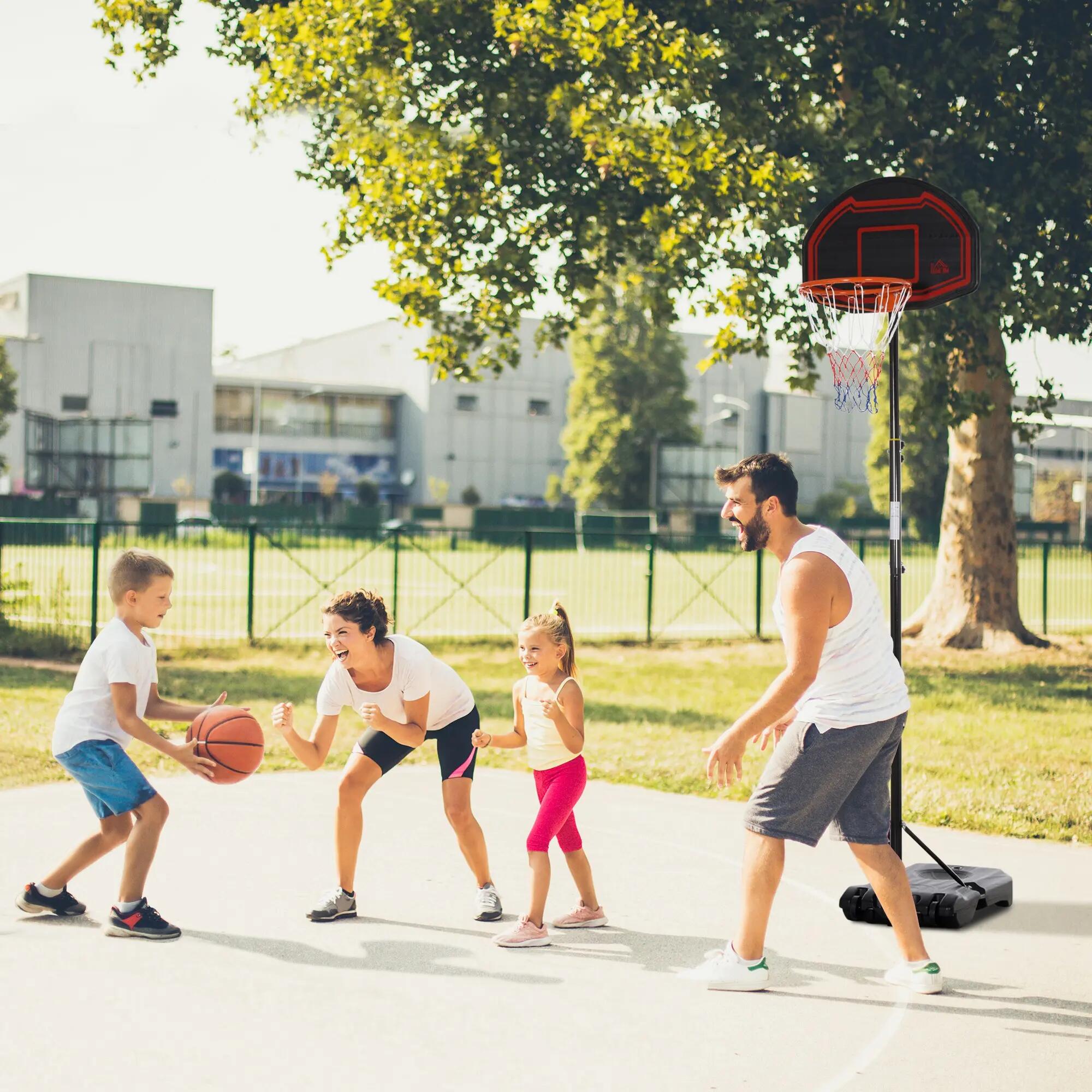 Panier de basket extérieur avec poteau panneau, base de lestage sur roulettes 3/9