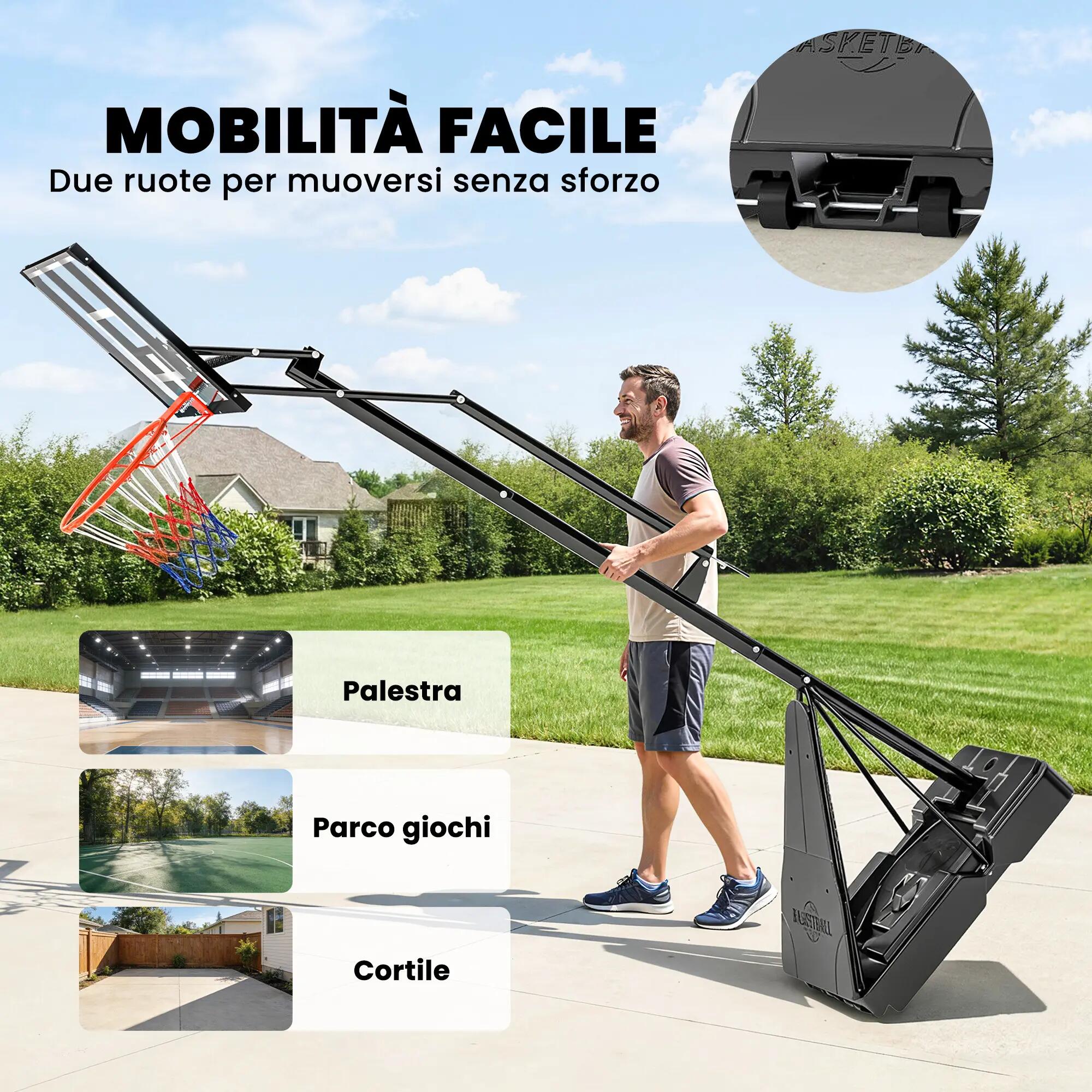 Panier de basket-ball d'extérieur avec base lestable, en acier, PE et PC 8/9