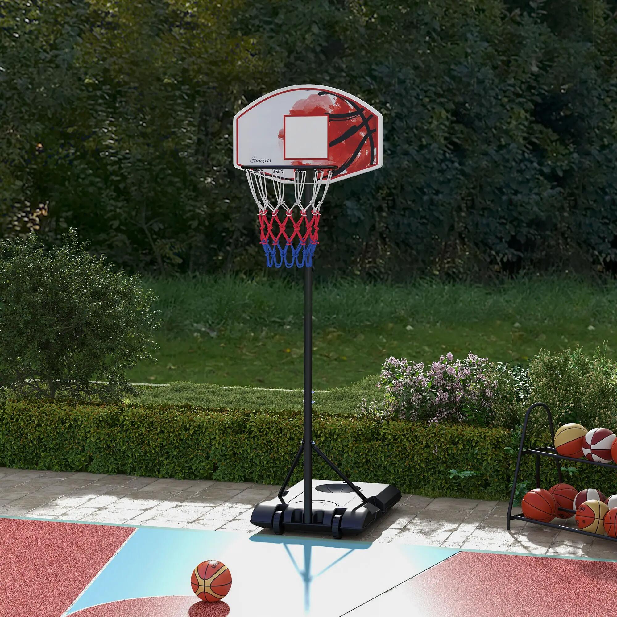 Panier de basket-ball réglable en hauteur, autoportant, avec filet et roulettes, 4/9
