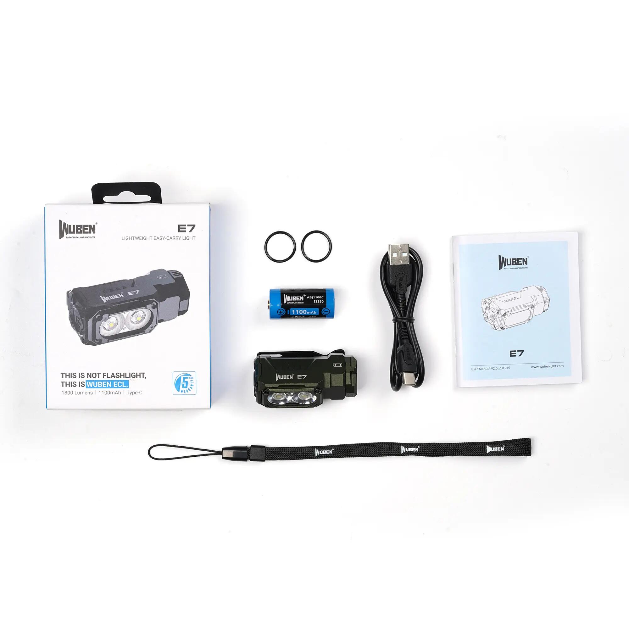 WUBEN E7 Lampe torche LED 1800 lumens, IP68, USB-C 12/12