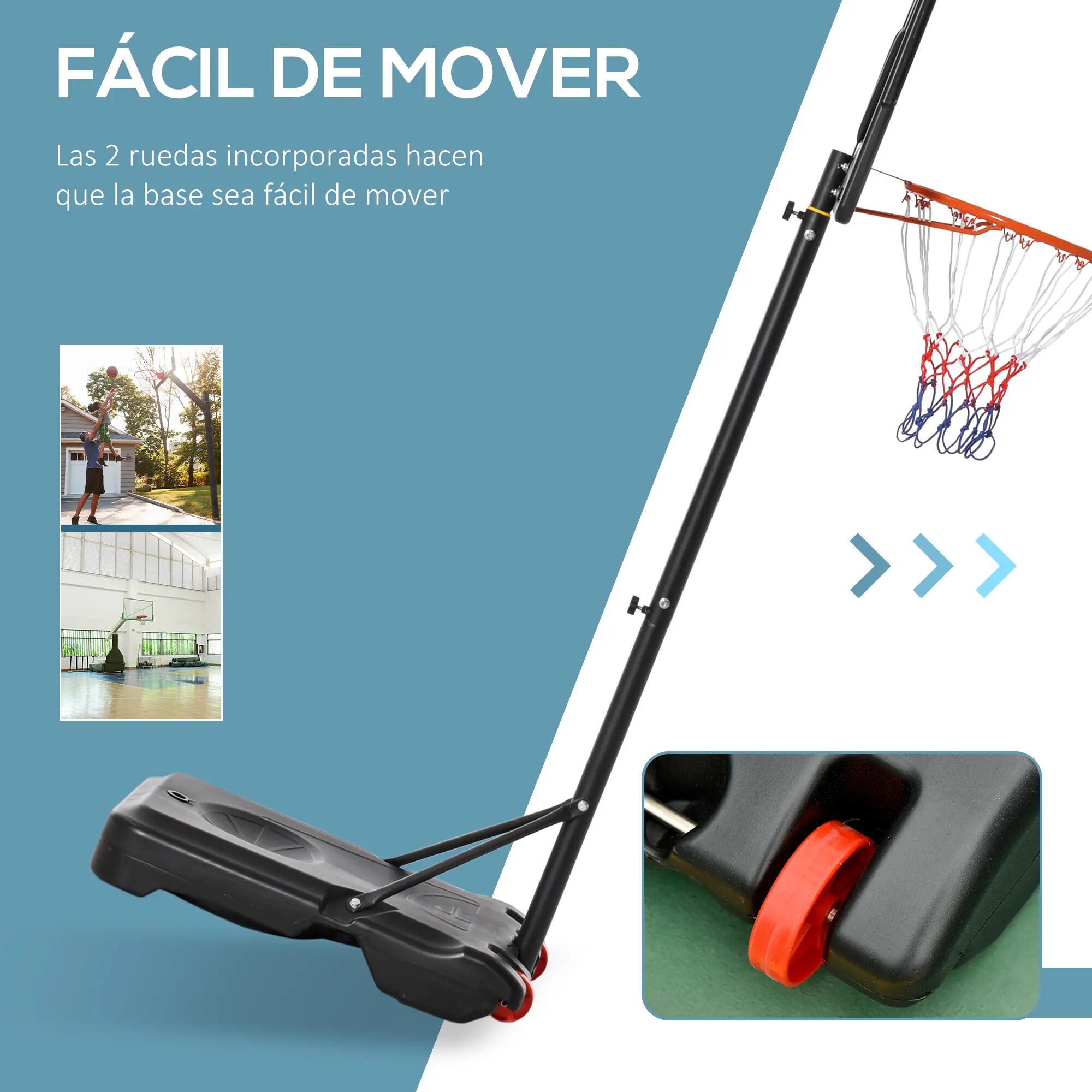 Panier de basket-ball réglable 205-261 cm, portable, avec support en acier 7/9