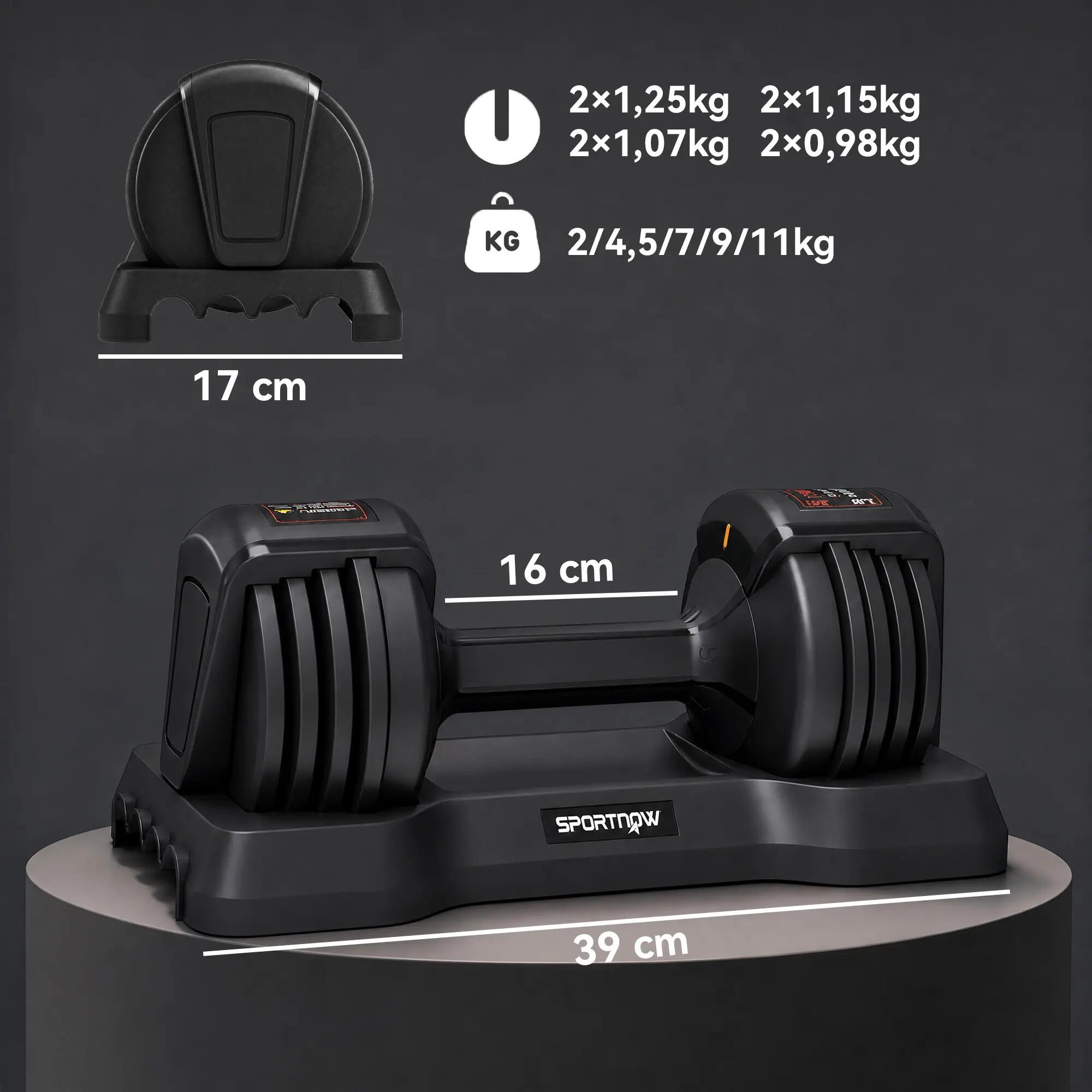 Conjunto de haltere ajustável 39x14.5x14.5 cm preto SPORTNOW 2/9