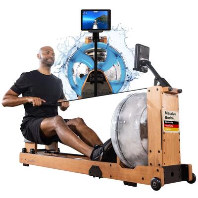 Water roeitrainer lykke - hout - 6 weerstandsniveaus - bluetooth - connected