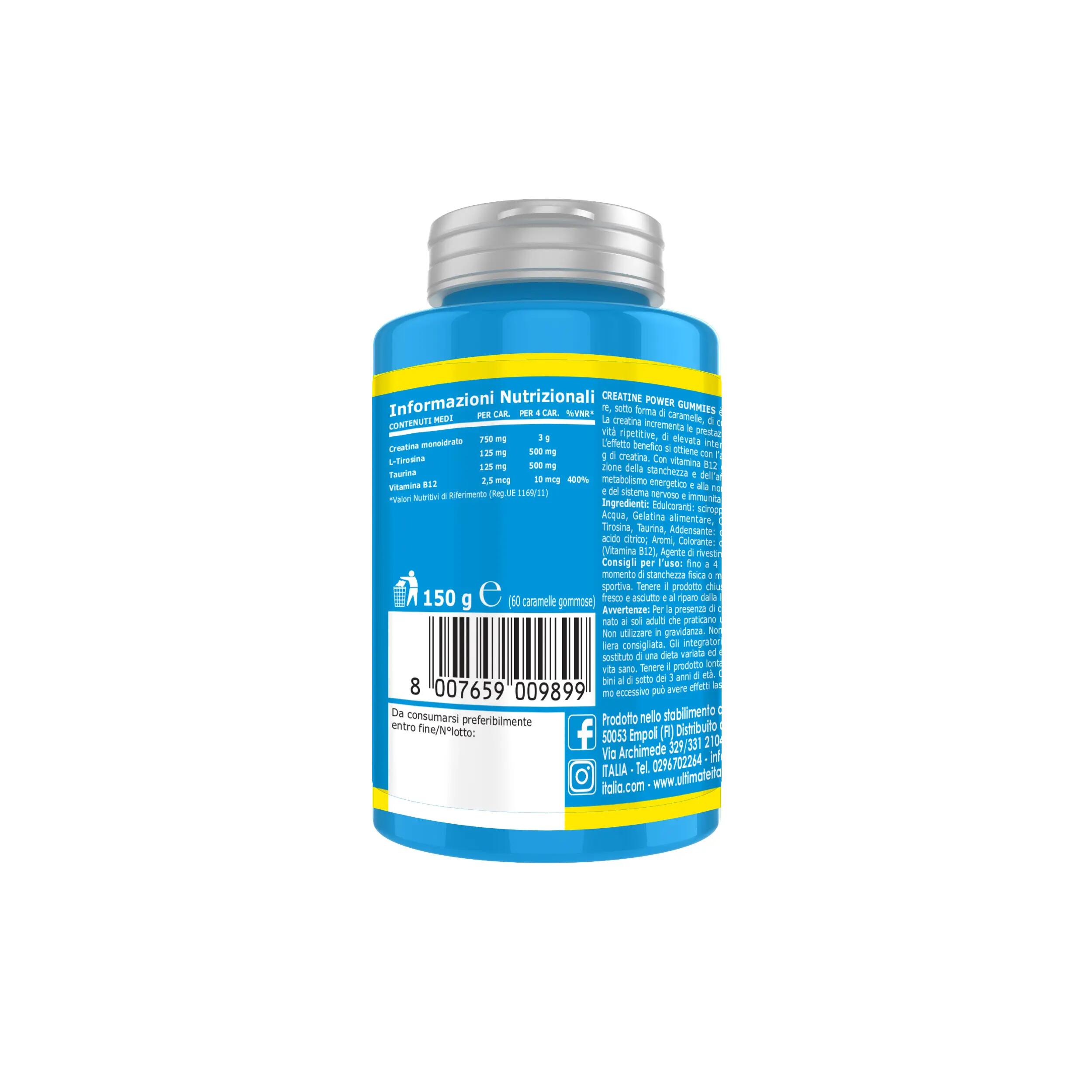 Integratore alimentare - CREATINE POWER GUMMIES LIMONE - 60 caramelle gommose 3/8
