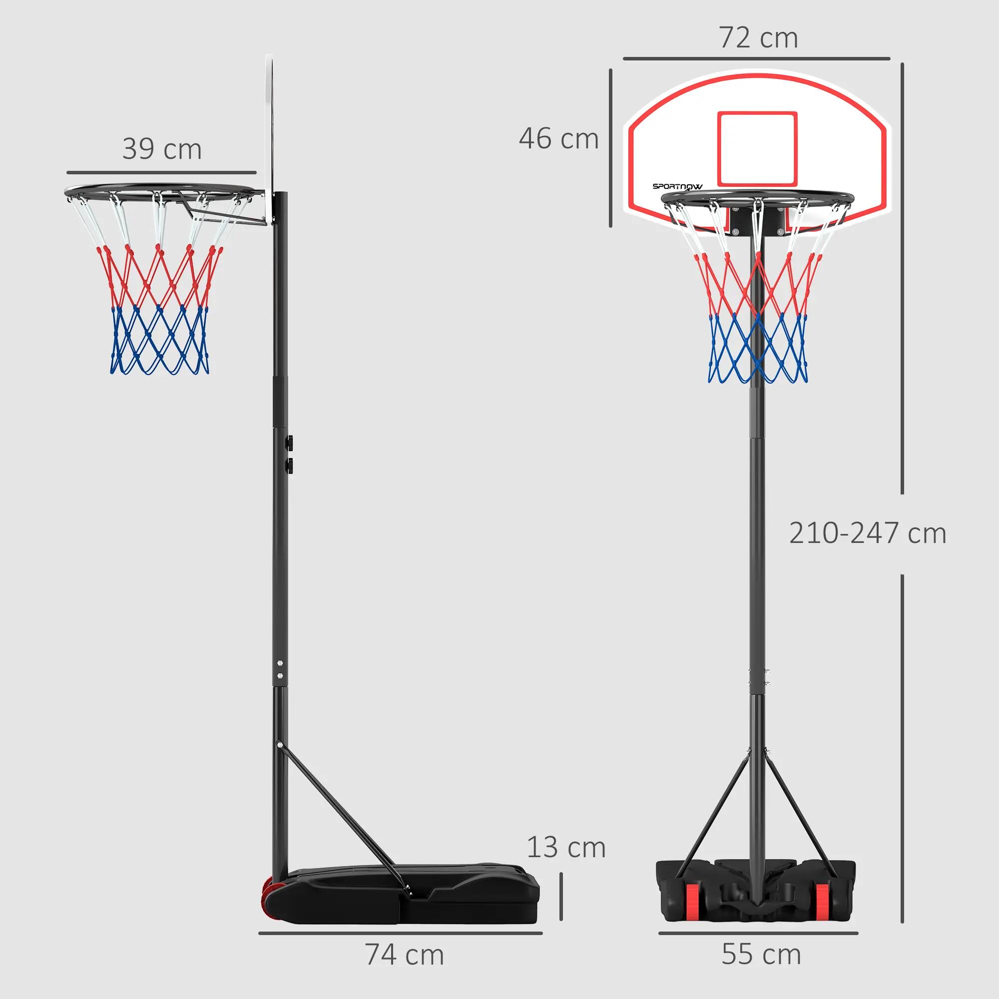 Panier de basket avec cible de fléchettes, hauteur réglable, base rechargeable 5/9