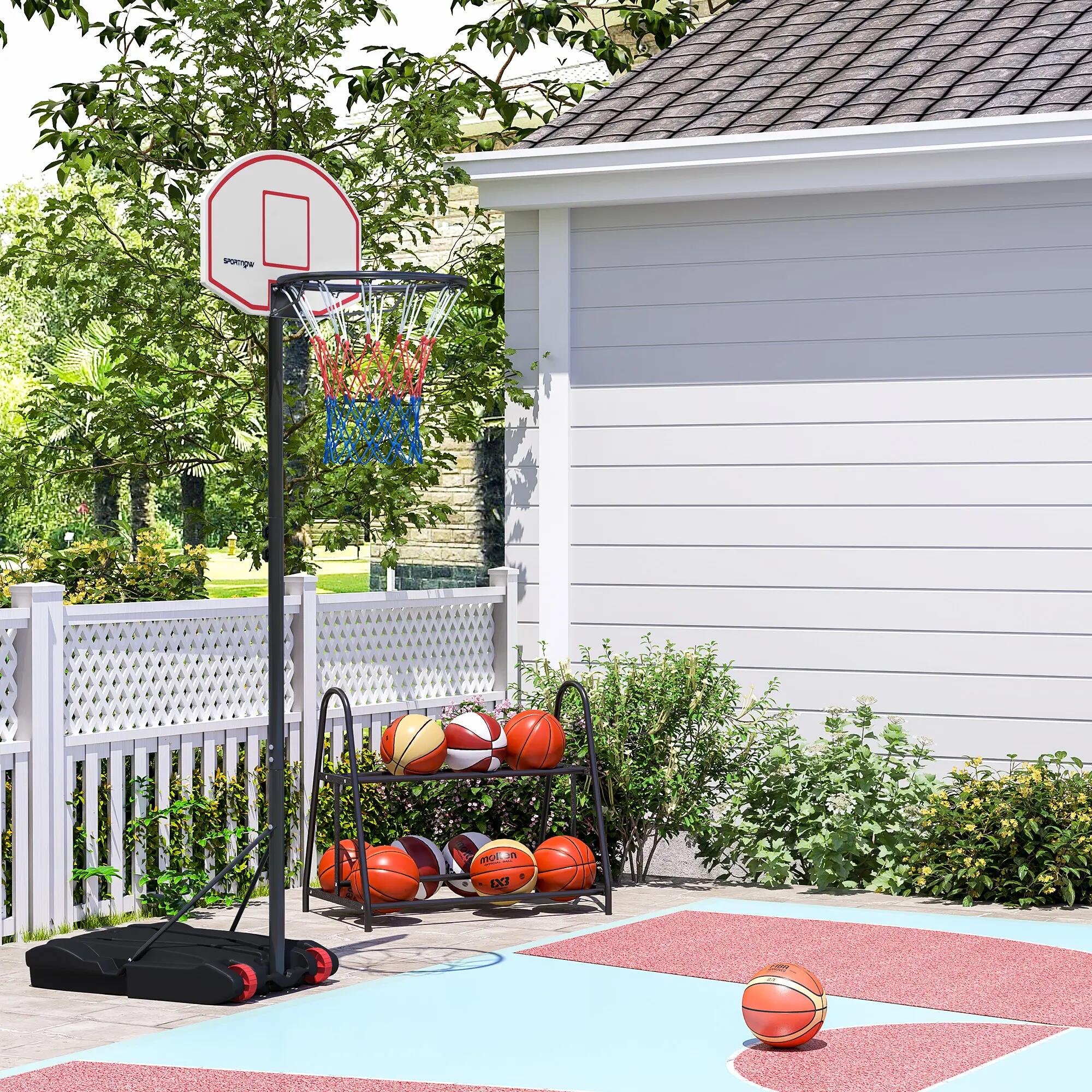 Panier de basket avec cible de fléchettes, hauteur réglable, base rechargeable 4/9
