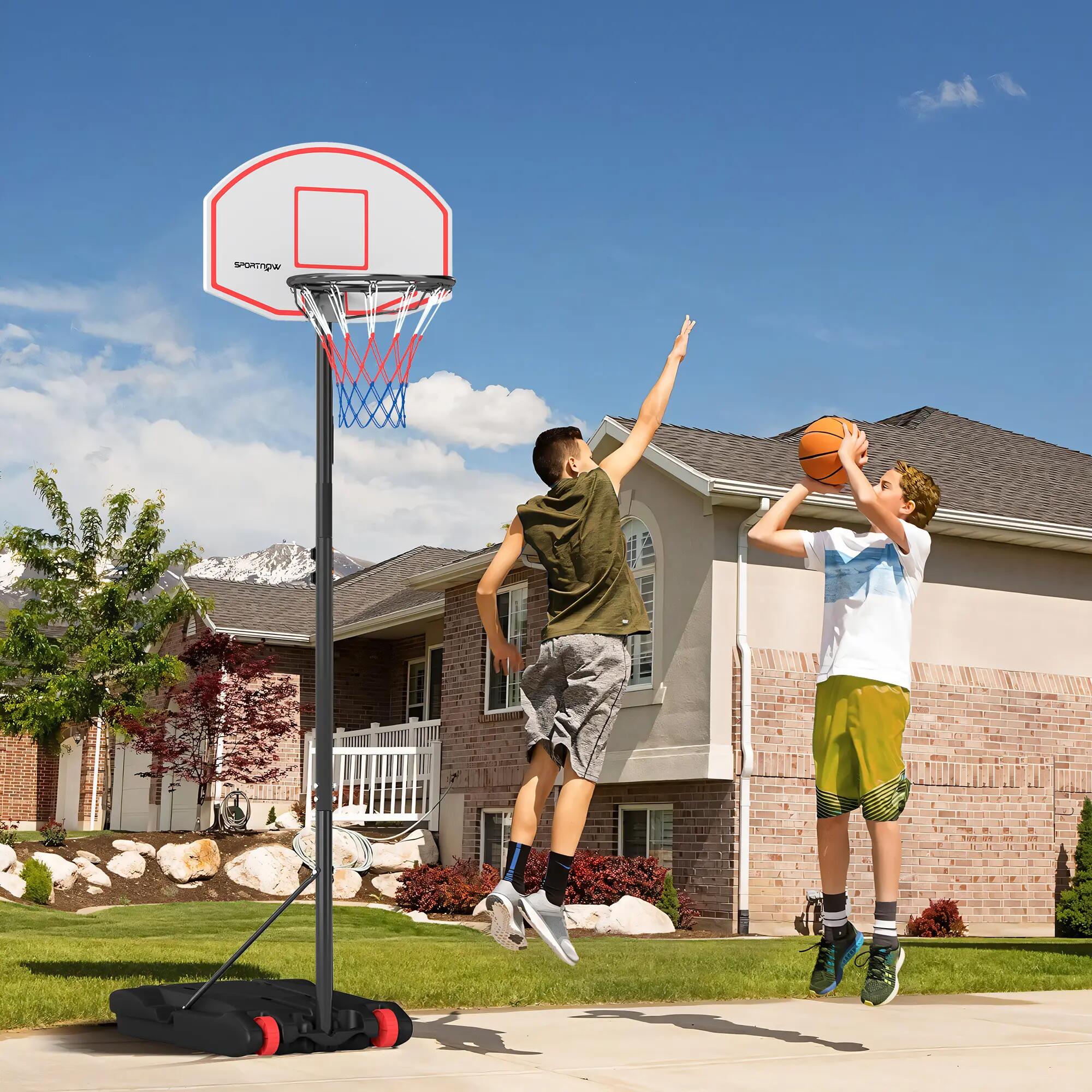 Panier de basket avec cible de fléchettes, hauteur réglable, base rechargeable 3/9