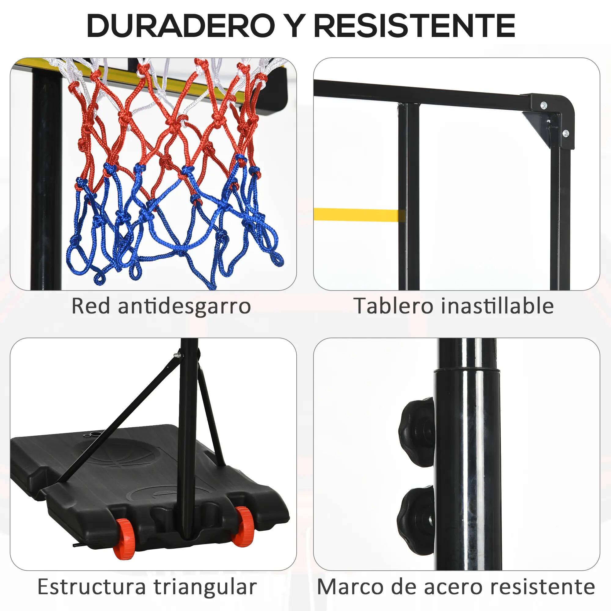 Panier de basket-ball à hauteur réglable (178-208 cm), roulettes et base 9/9